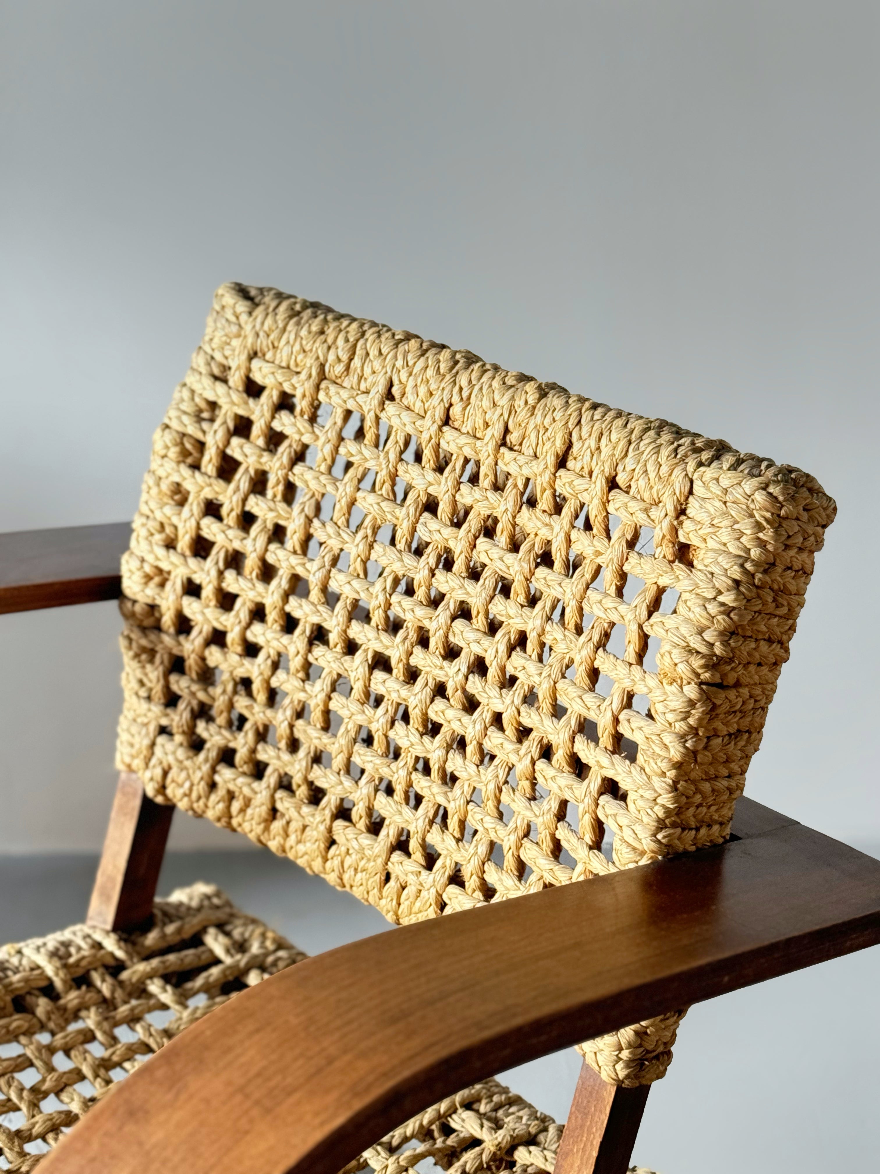 Rope Lounge Chair by Adrien Audoux & Frida Minet for Vibo Vesoul, France, 1940s