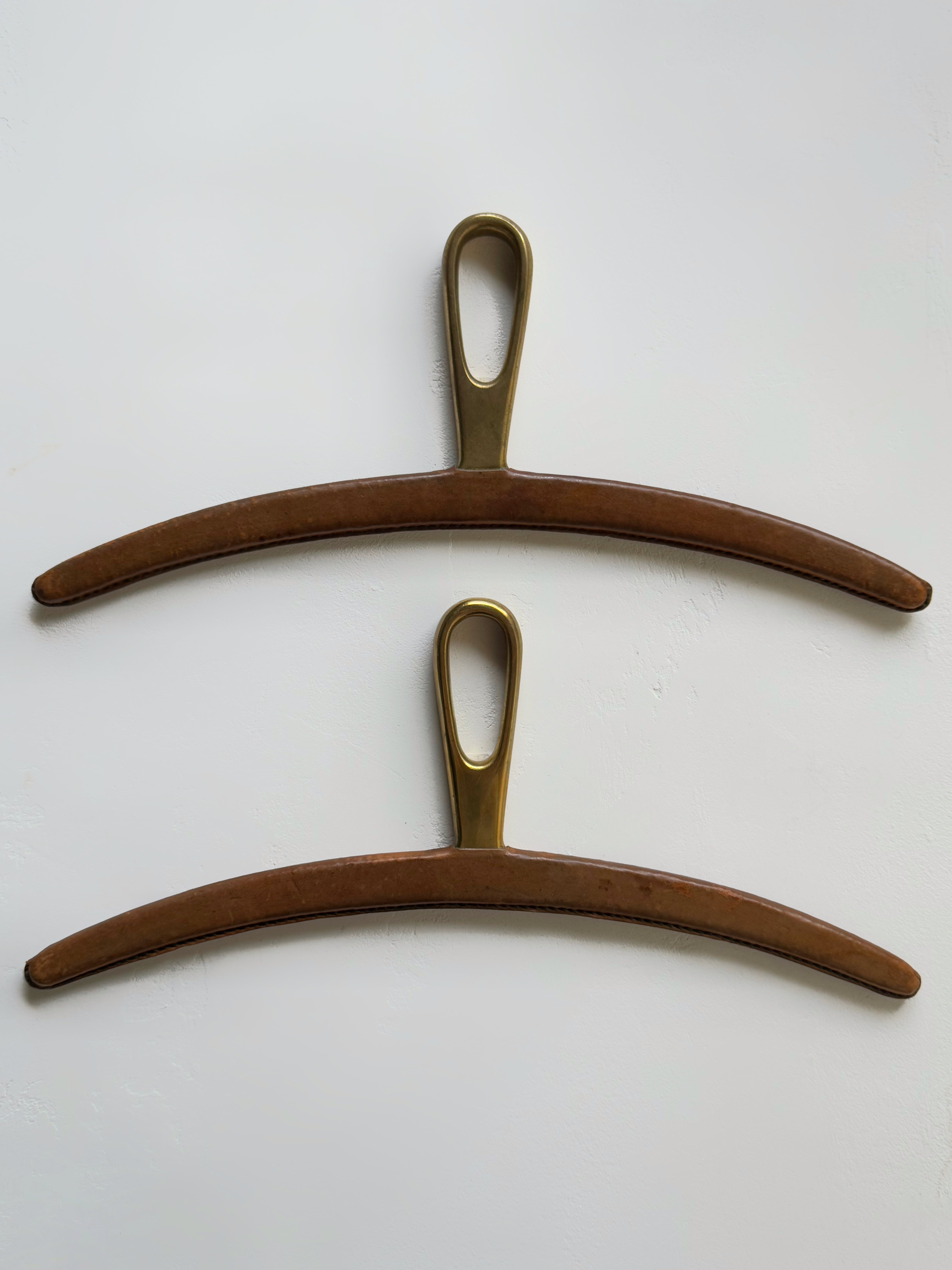 Brass and Leather Cloth Hangers by Carl Auböck