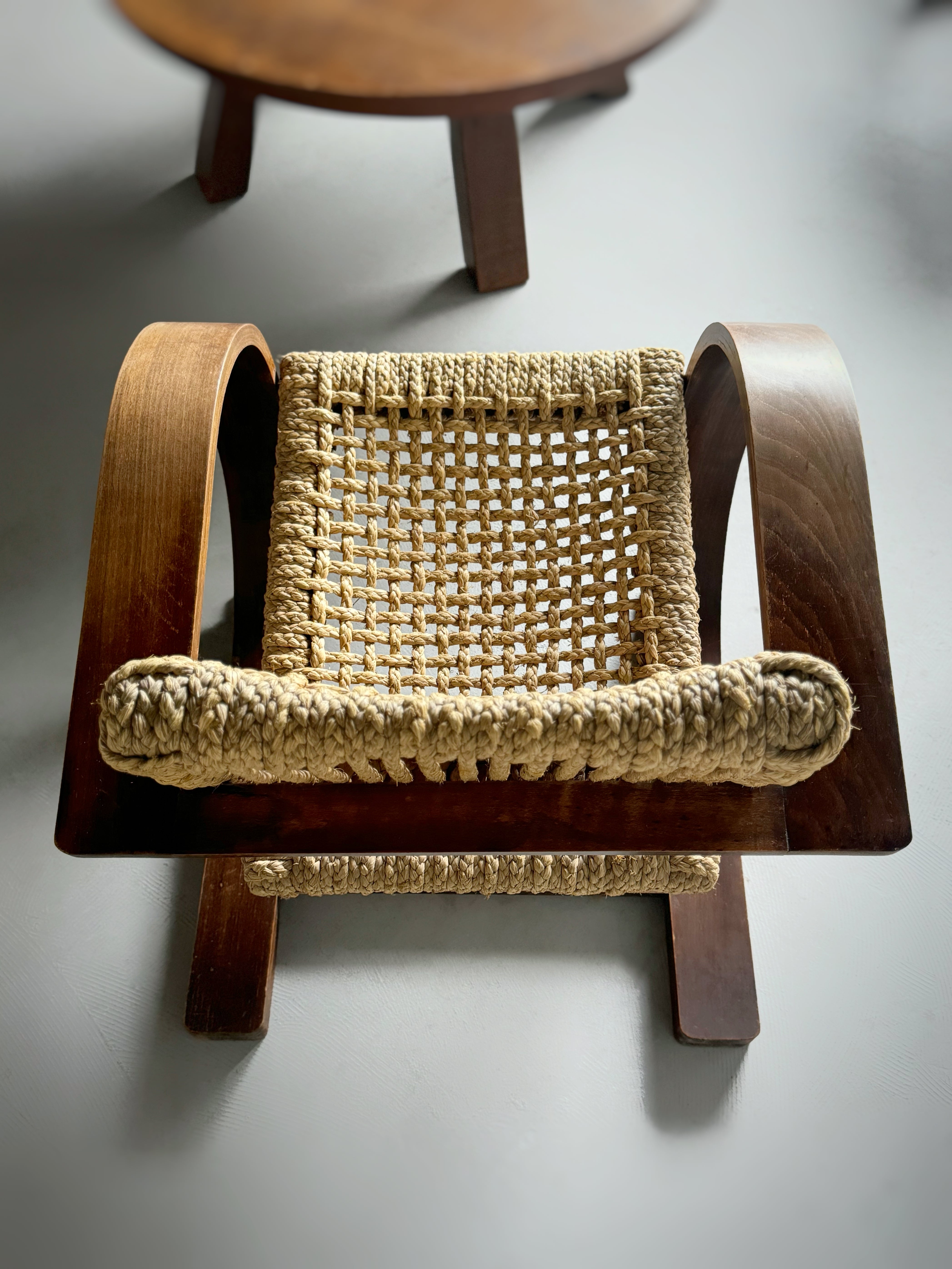 Rope Lounge Chair by Adrien Audoux & Frida Minet for Vibo Vesoul, France, 1940s