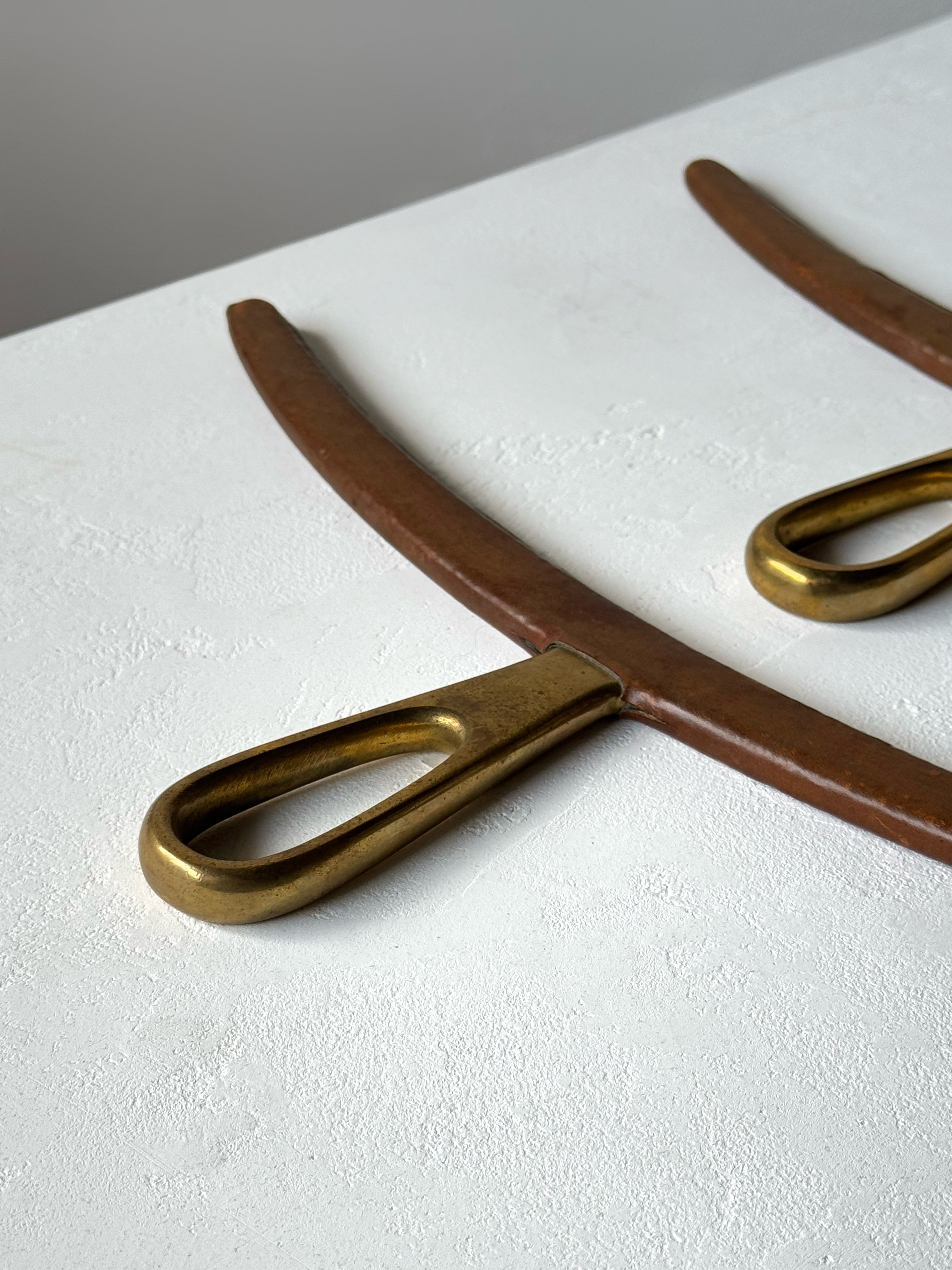 Brass and Leather Cloth Hangers by Carl Auböck