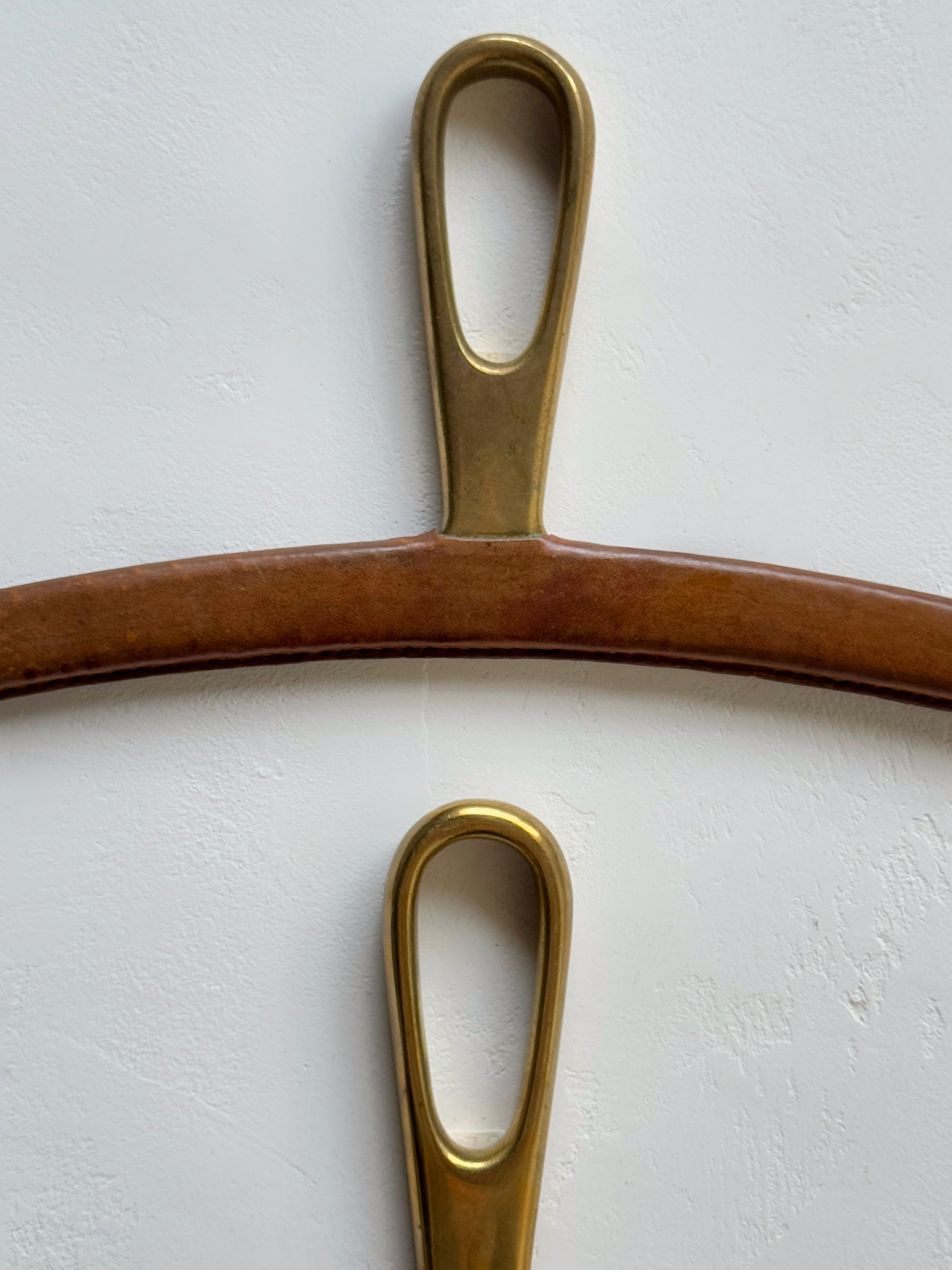 Brass and Leather Cloth Hangers by Carl Auböck
