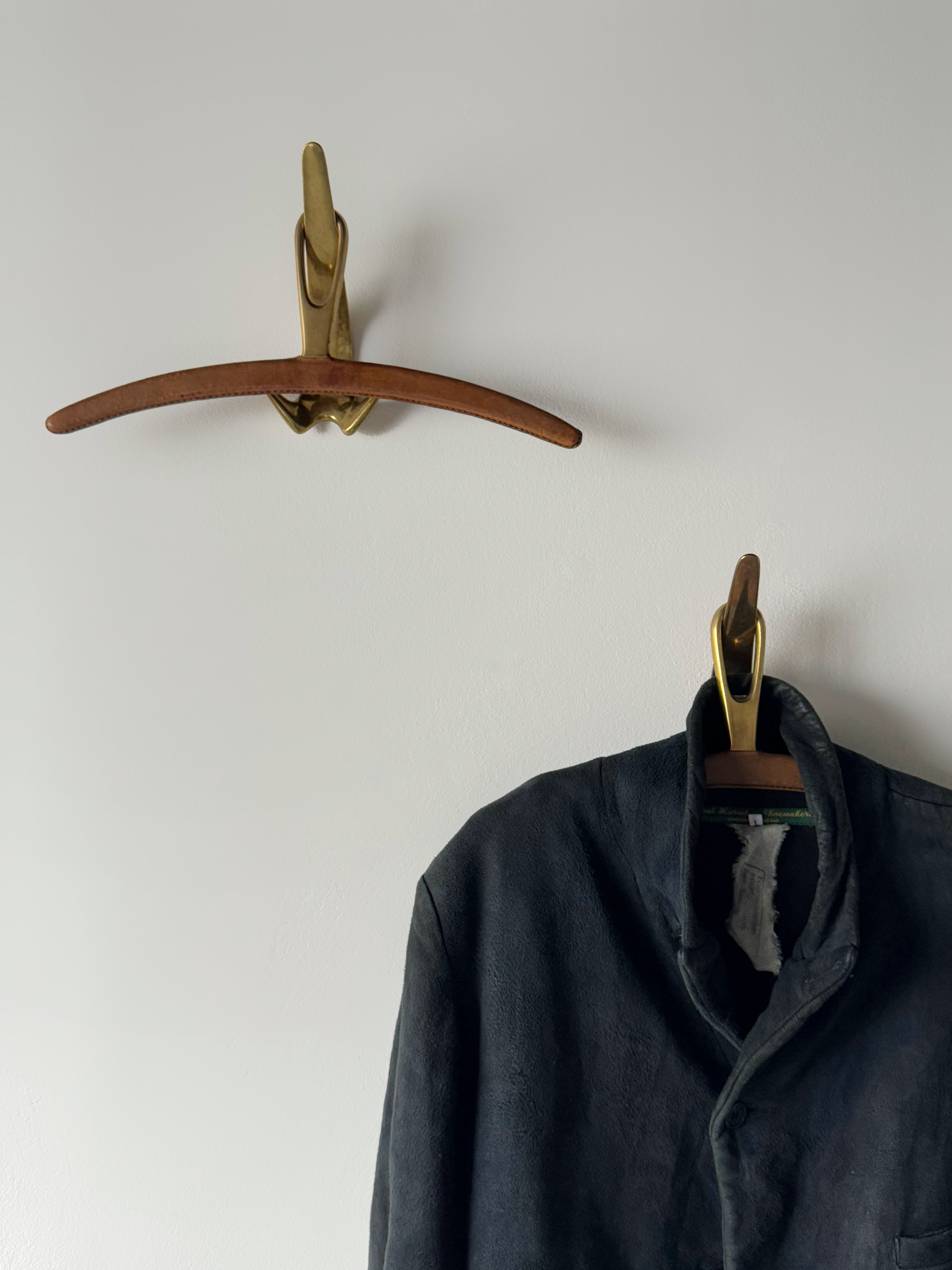 Brass and Leather Cloth Hangers by Carl Auböck