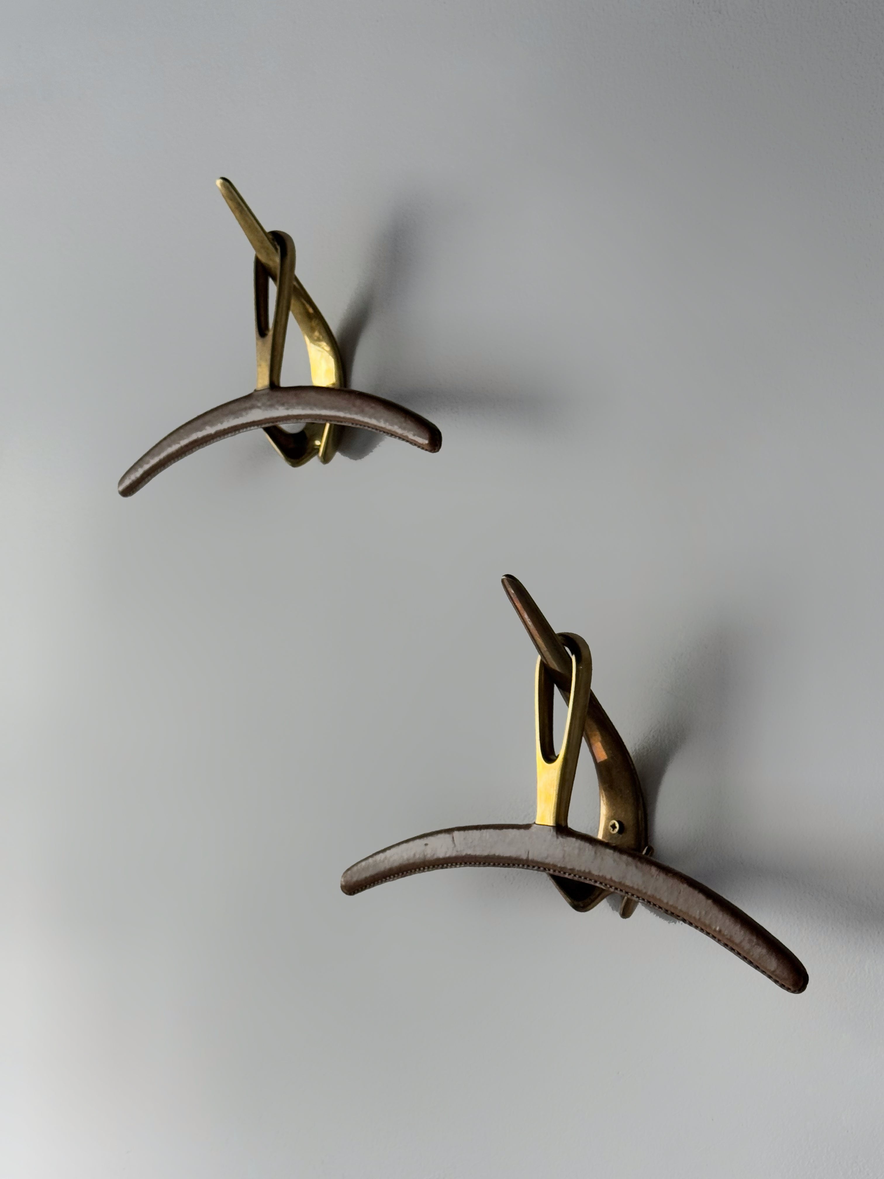 Brass and Leather Cloth Hangers by Carl Auböck