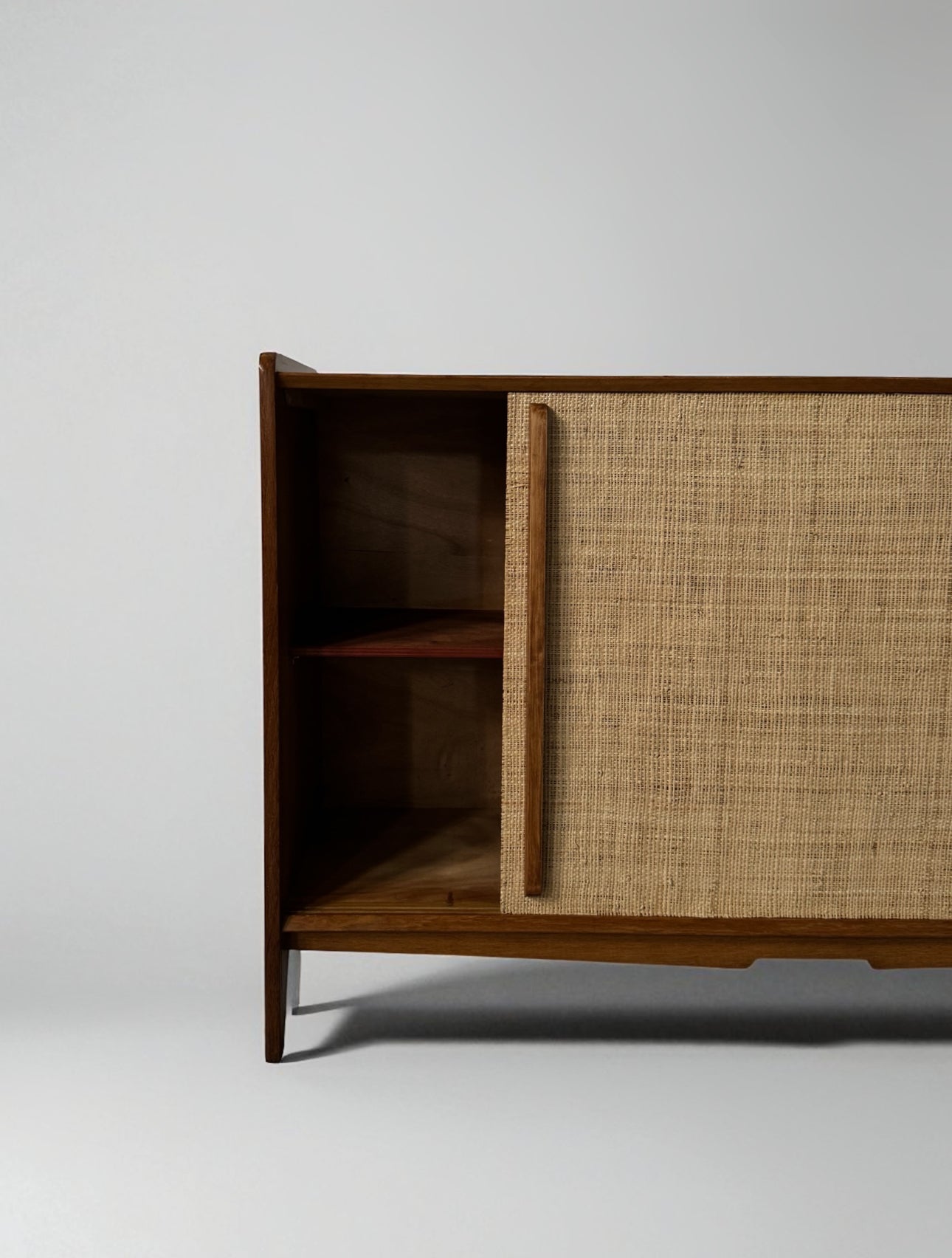 French Oak Cabinet Seagrass Doors 1950s