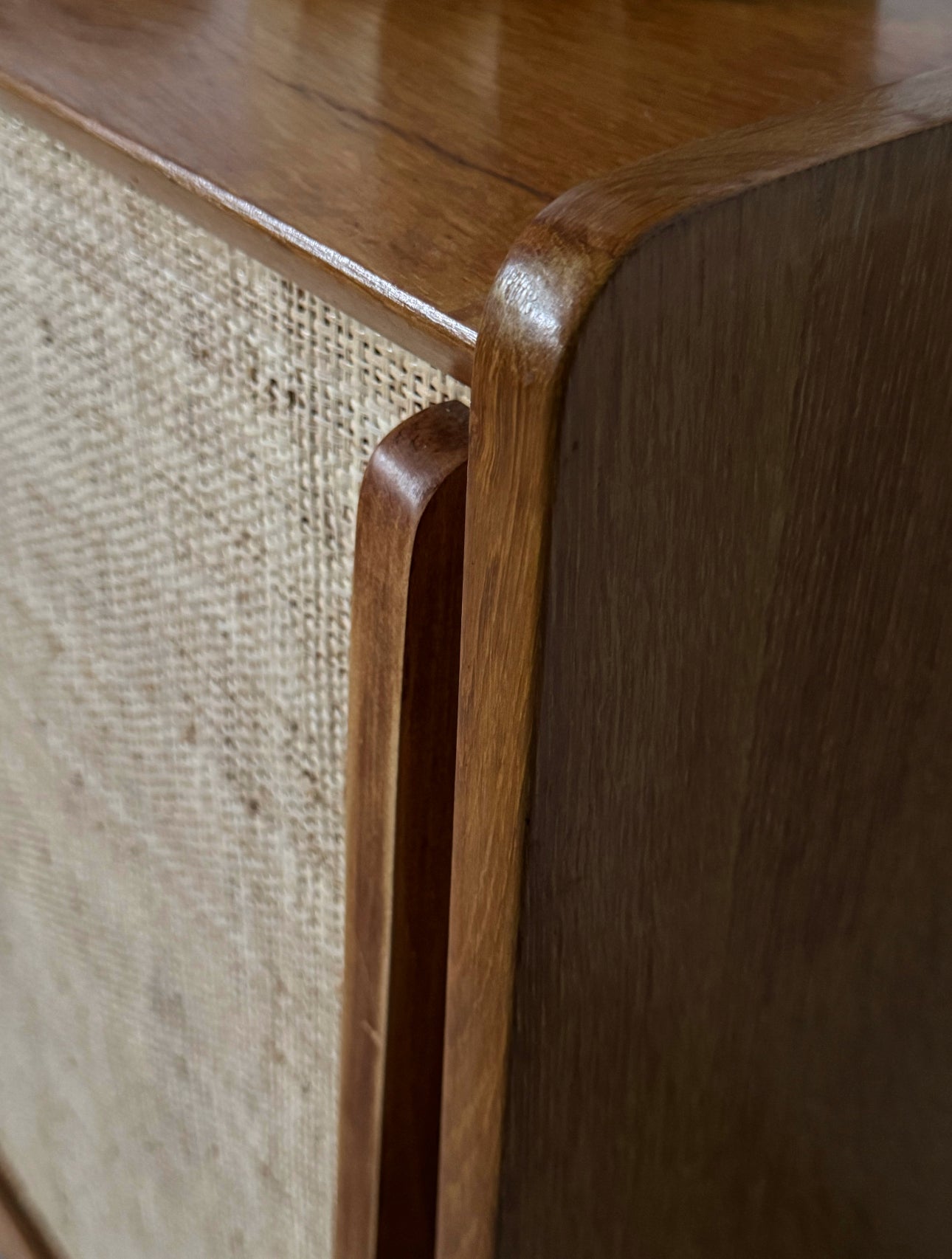 French Oak Cabinet Seagrass Doors 1950s