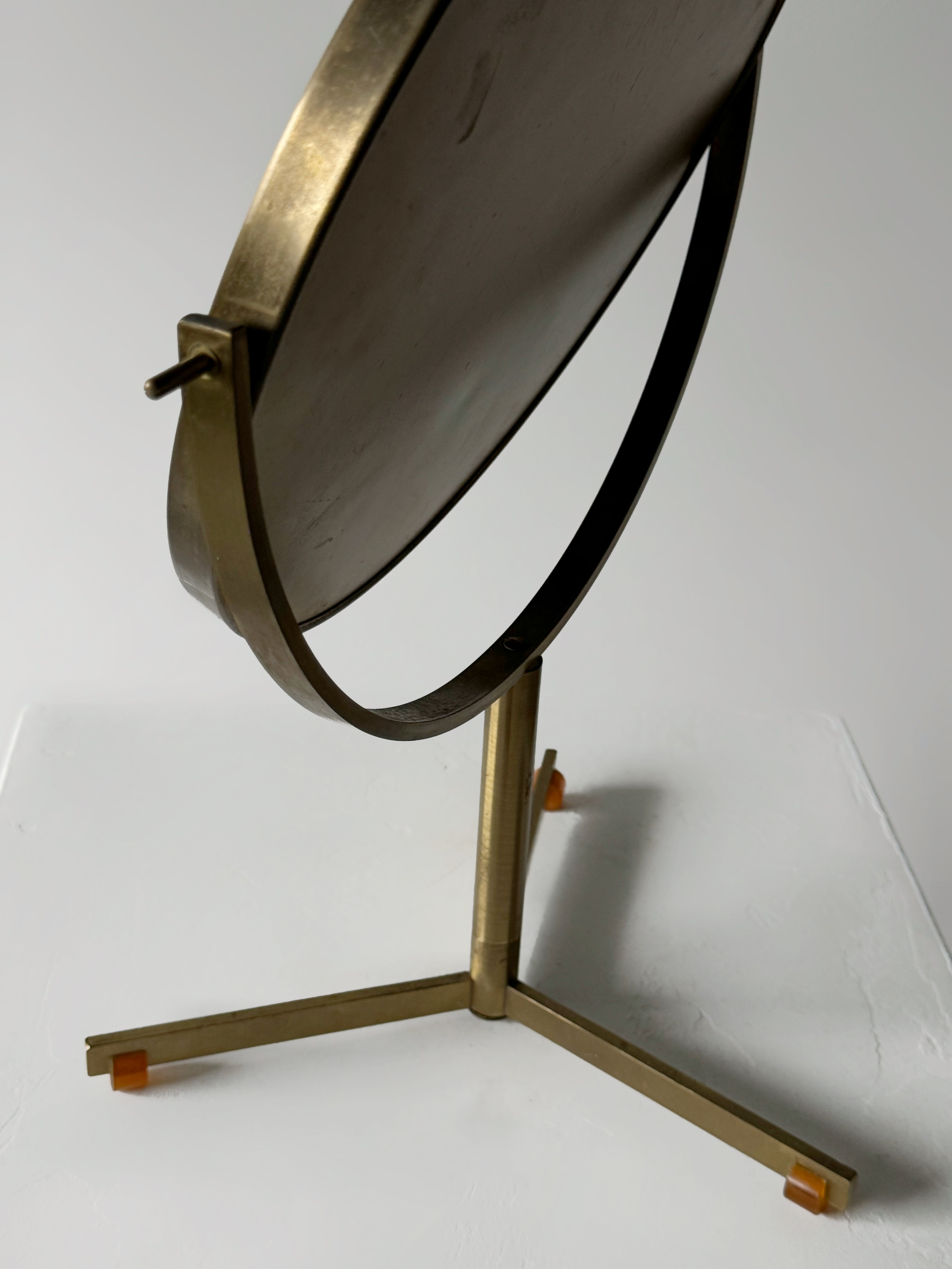 Mid-Century Brass Tripod Table Swivel Mirror, 1960s