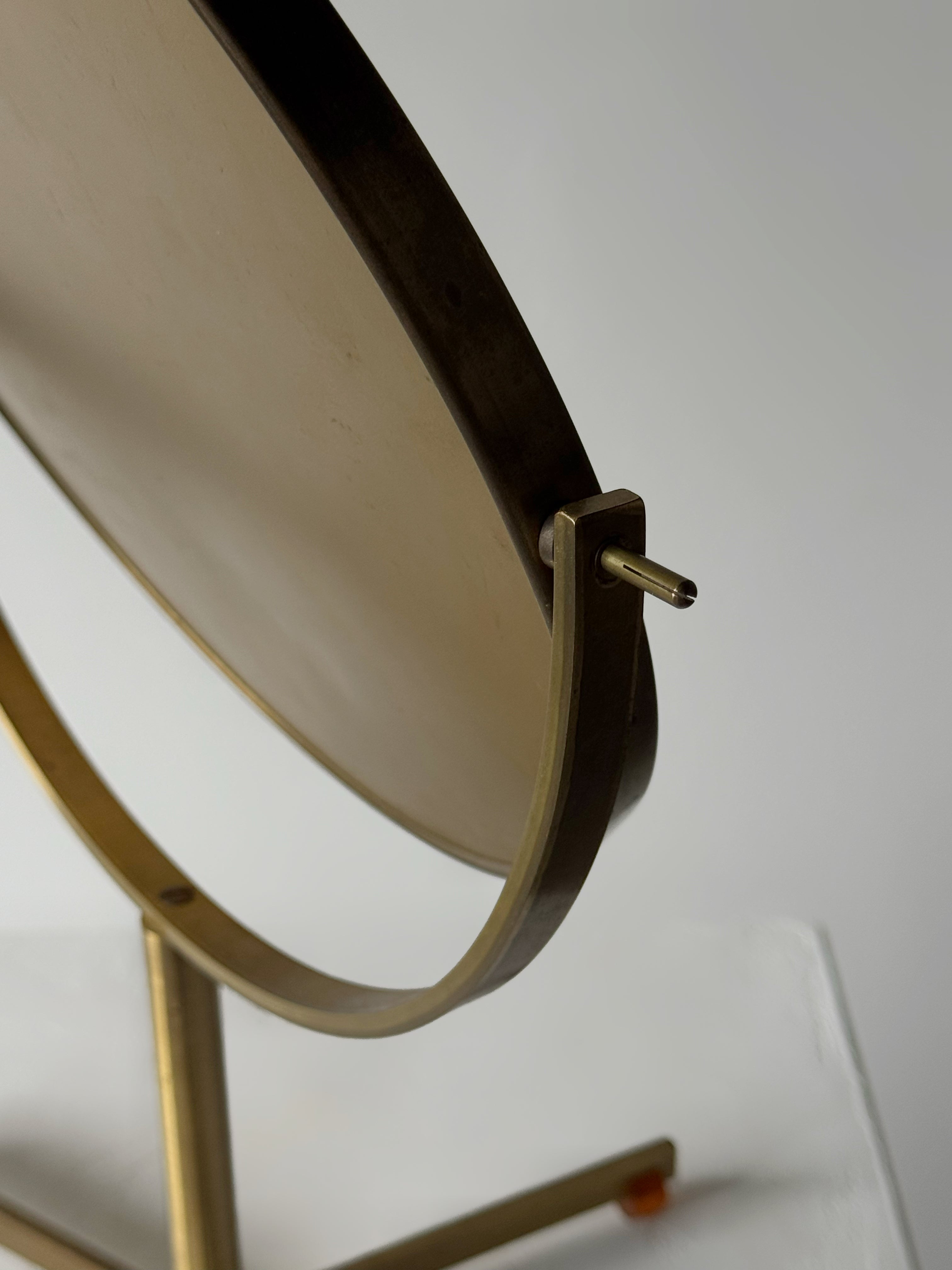 Mid-Century Brass Tripod Table Swivel Mirror, 1960s