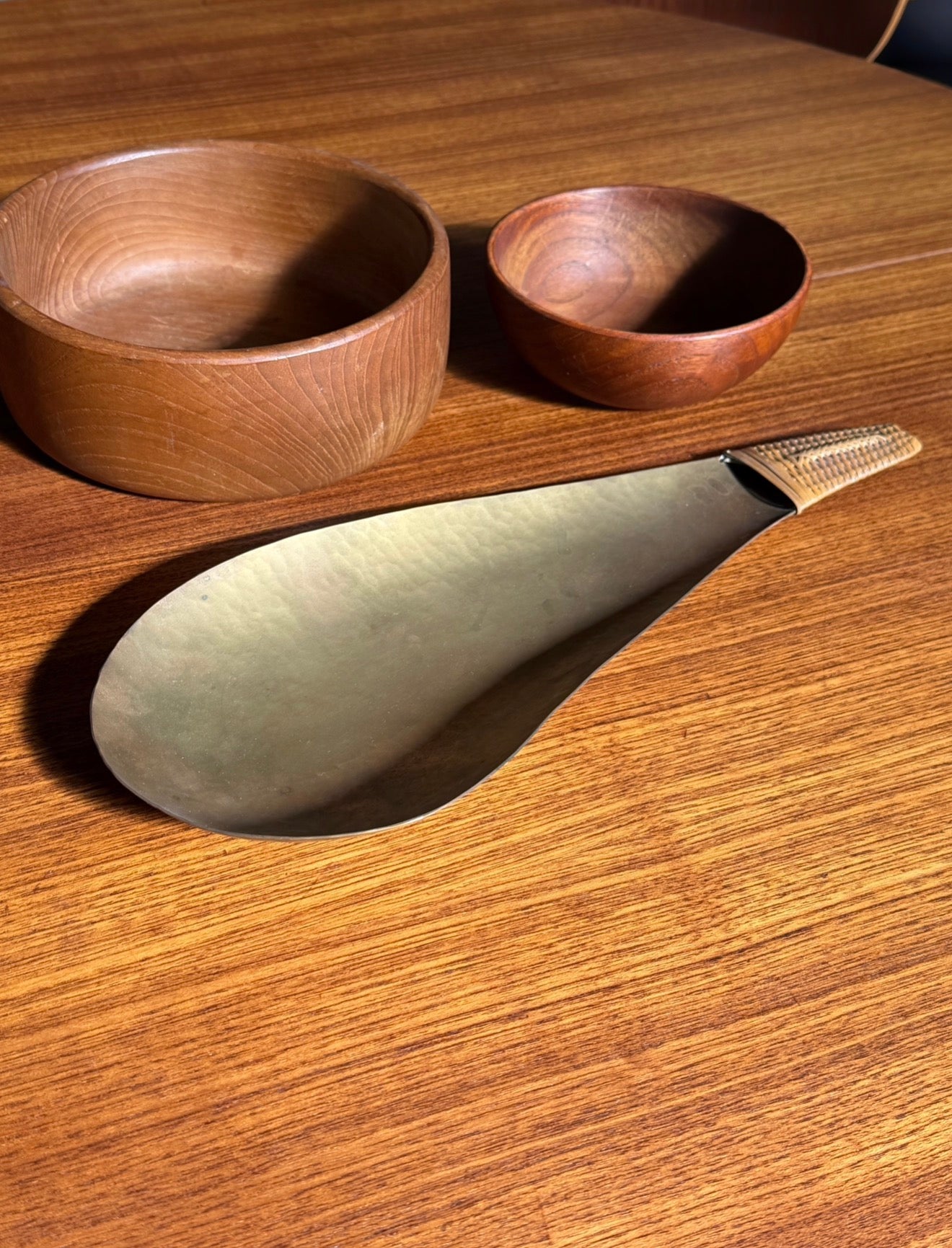 Hammered Serving Plate with wicker vienna around 1950s