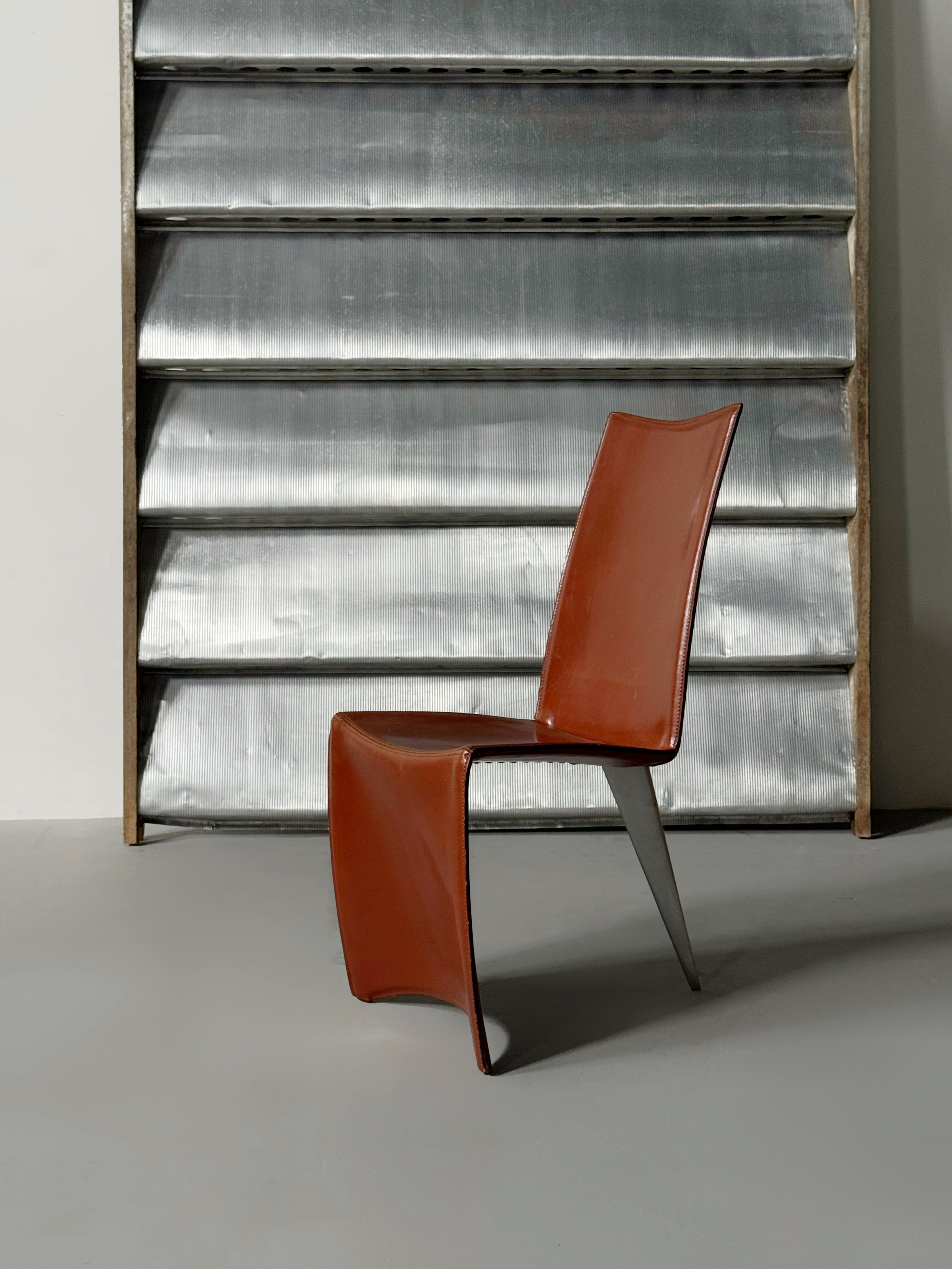 "Ed Archer" Leather and Polished Aluminum Chair by Philippe Starck for Driade