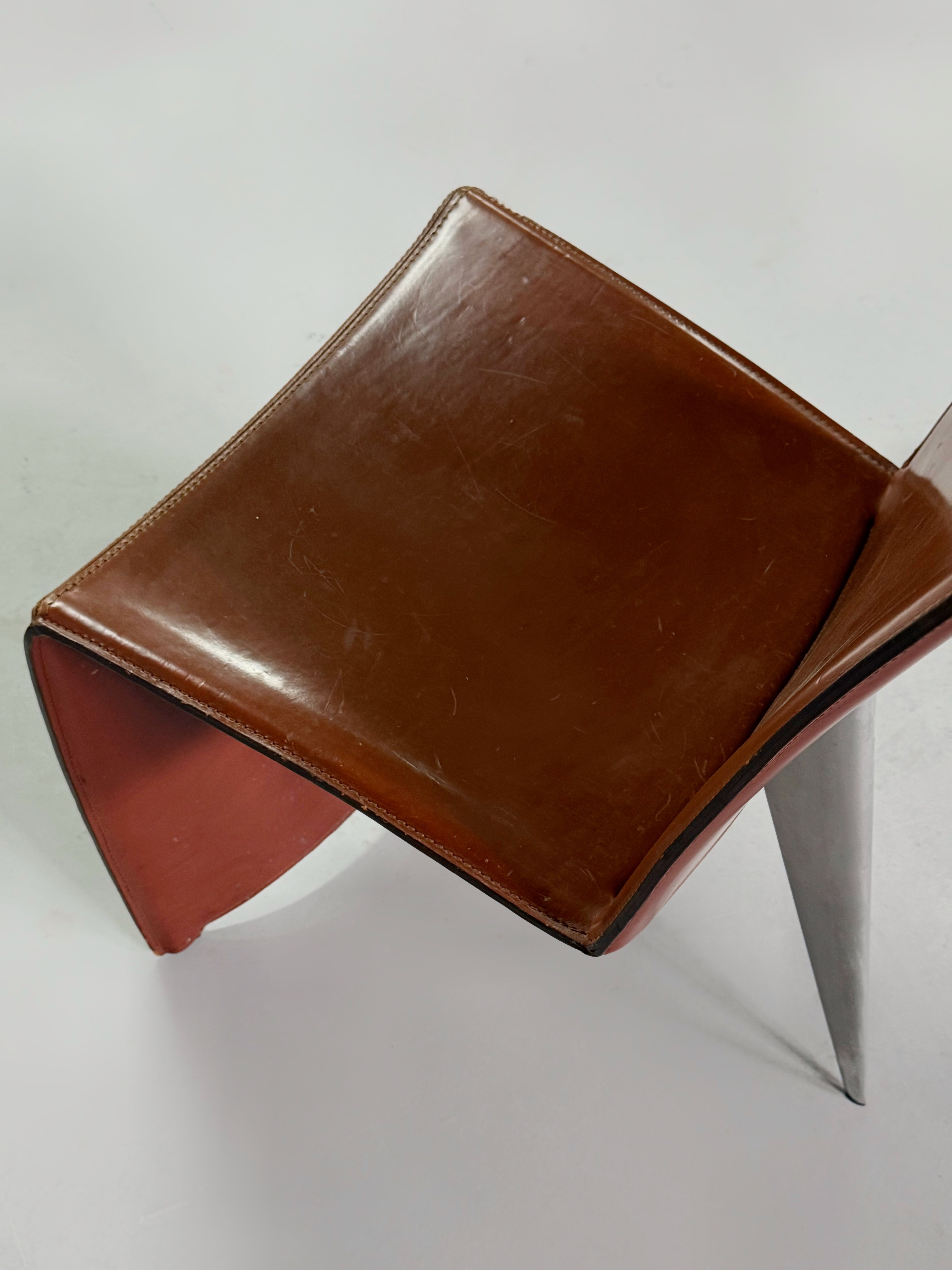 "Ed Archer" Leather and Polished Aluminum Chair by Philippe Starck for Driade