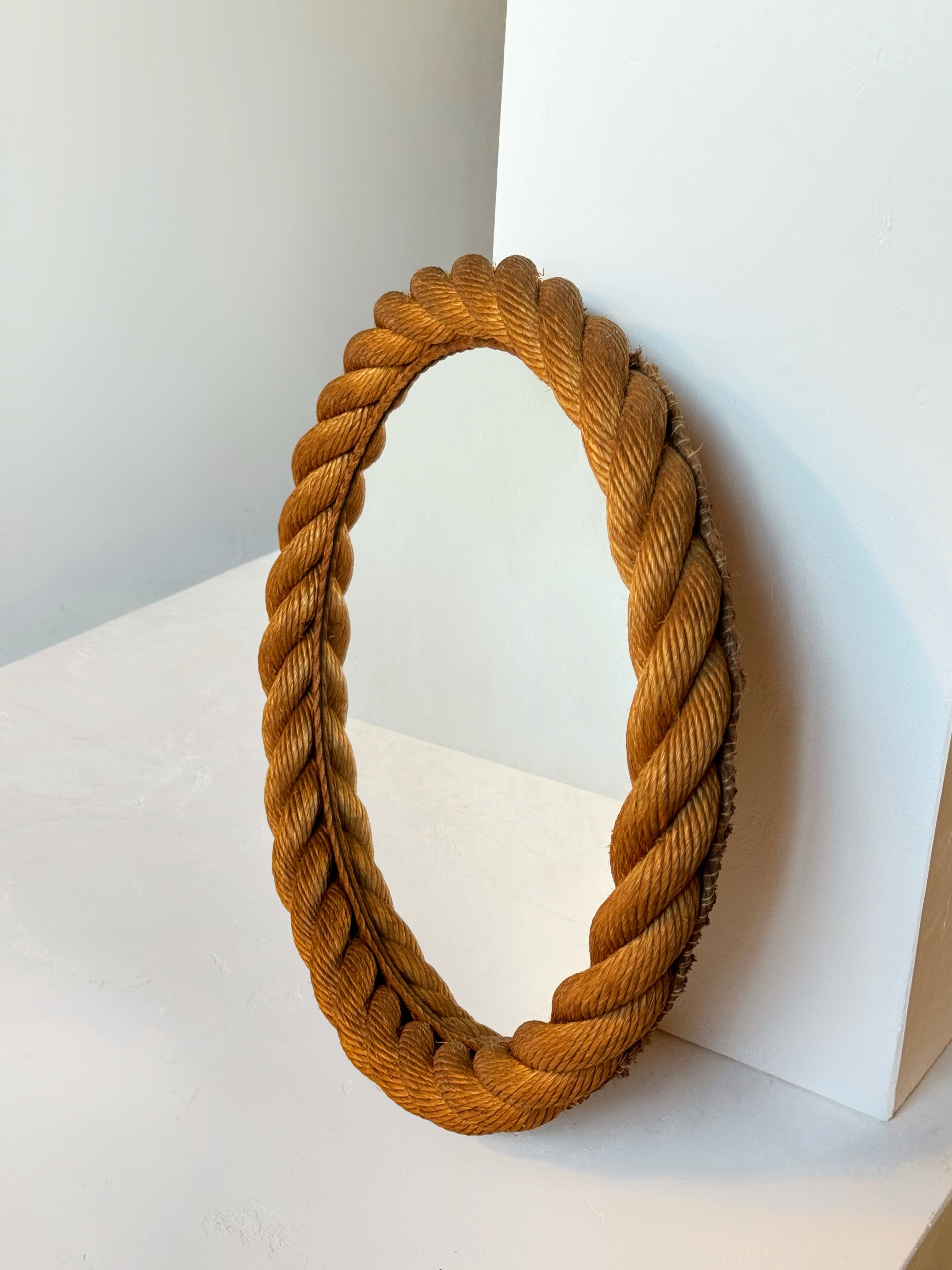 Rope Round Mirror by Adrien Audoux & Frida Minet , France 1960s