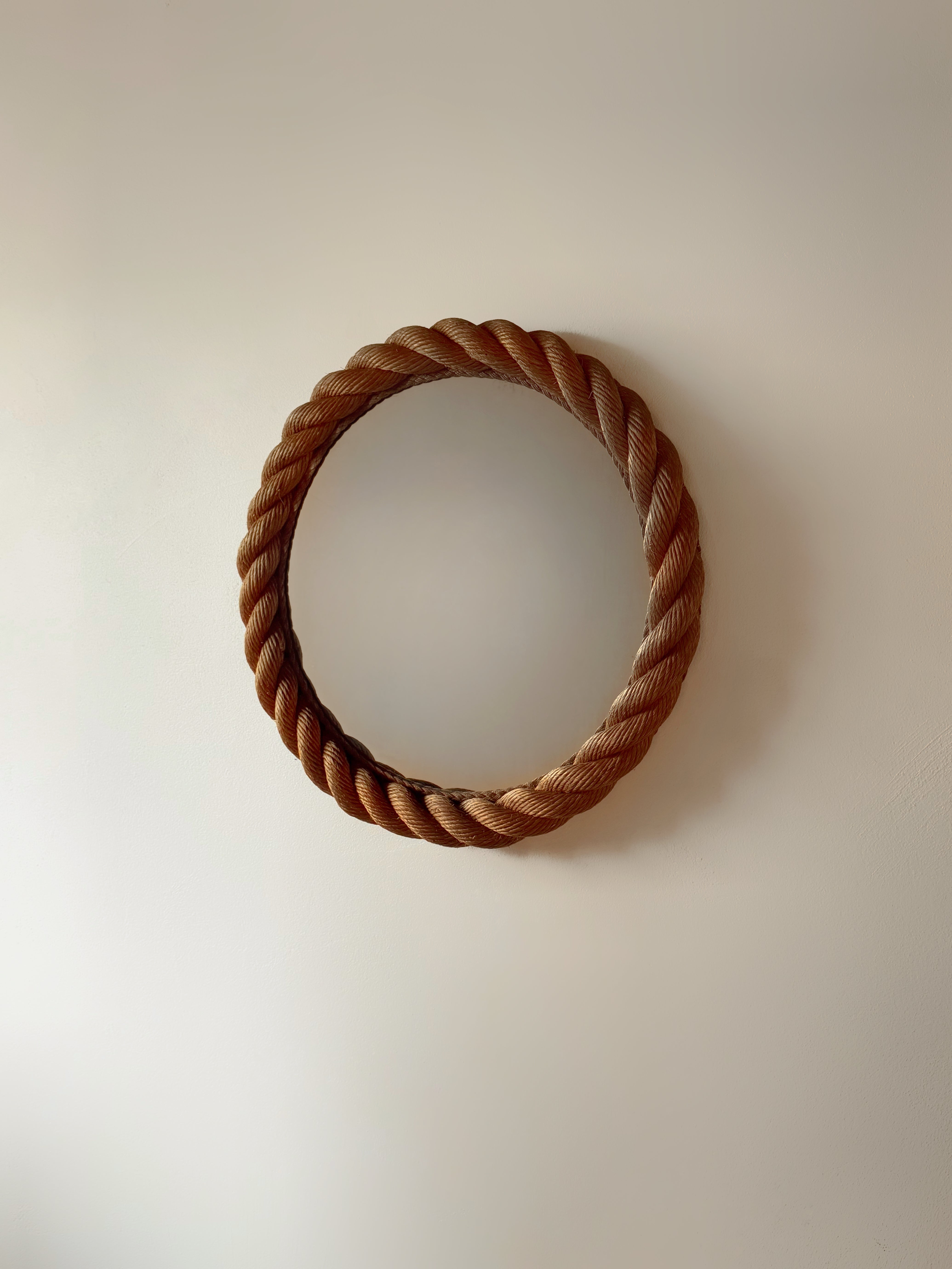 Rope Round Mirror by Adrien Audoux & Frida Minet , France 1960s