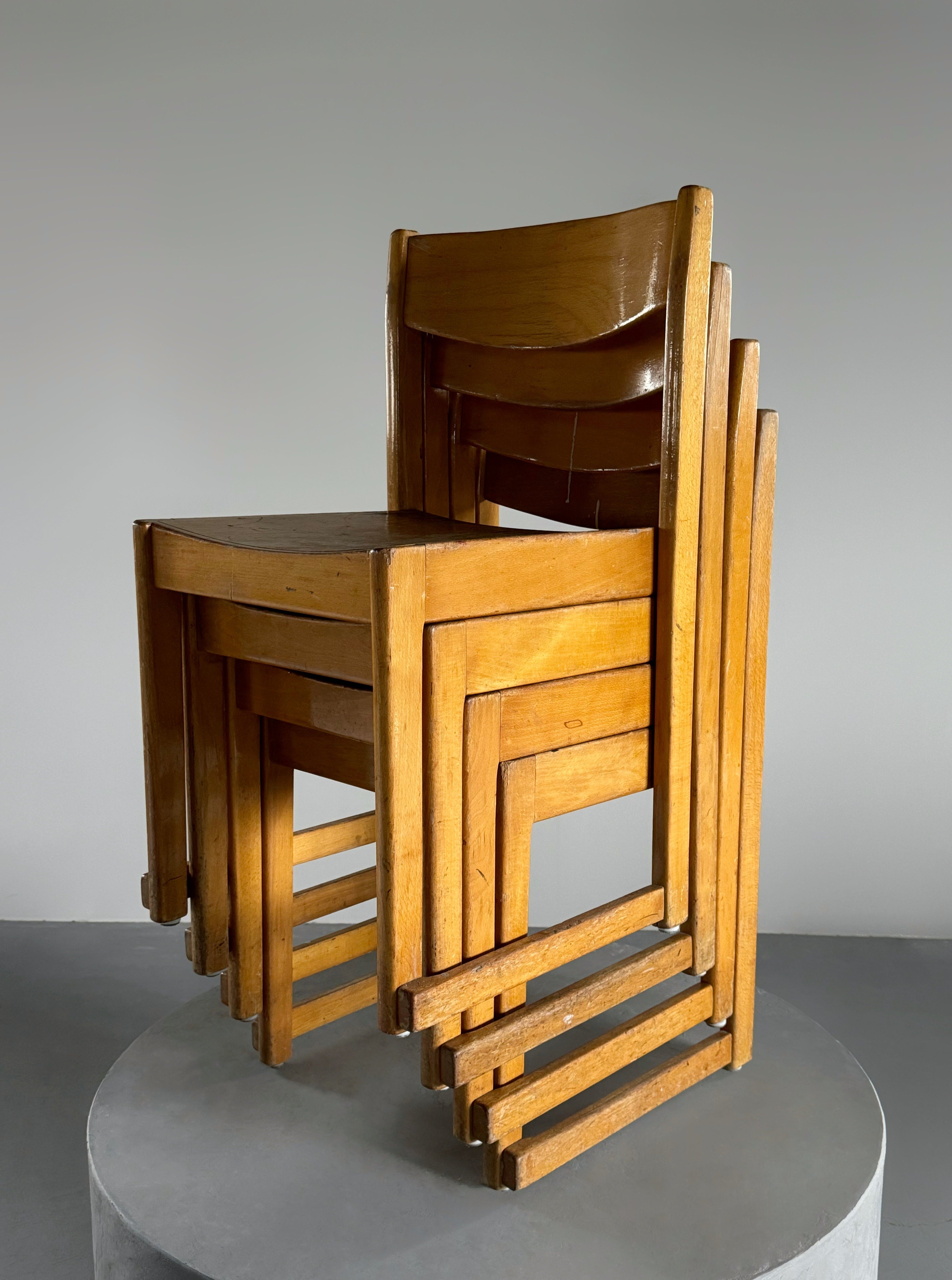 Set of 4 Stackable Chairs by Carl Ewert Ekström