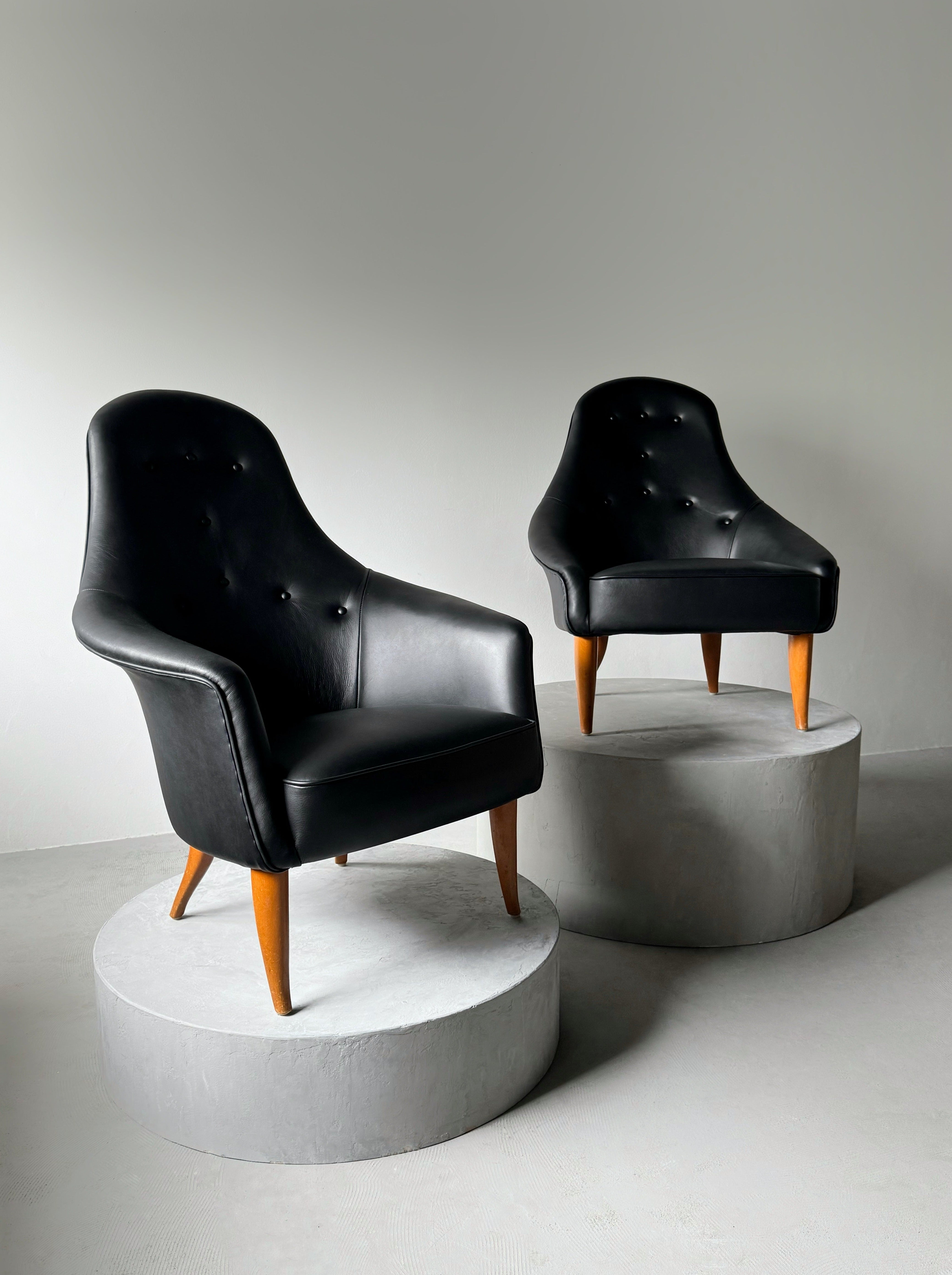 Pair of Little Adam and Little Eva armchairs by Kerstin Hörlin-Holmquist for Nordiska Kompaniet