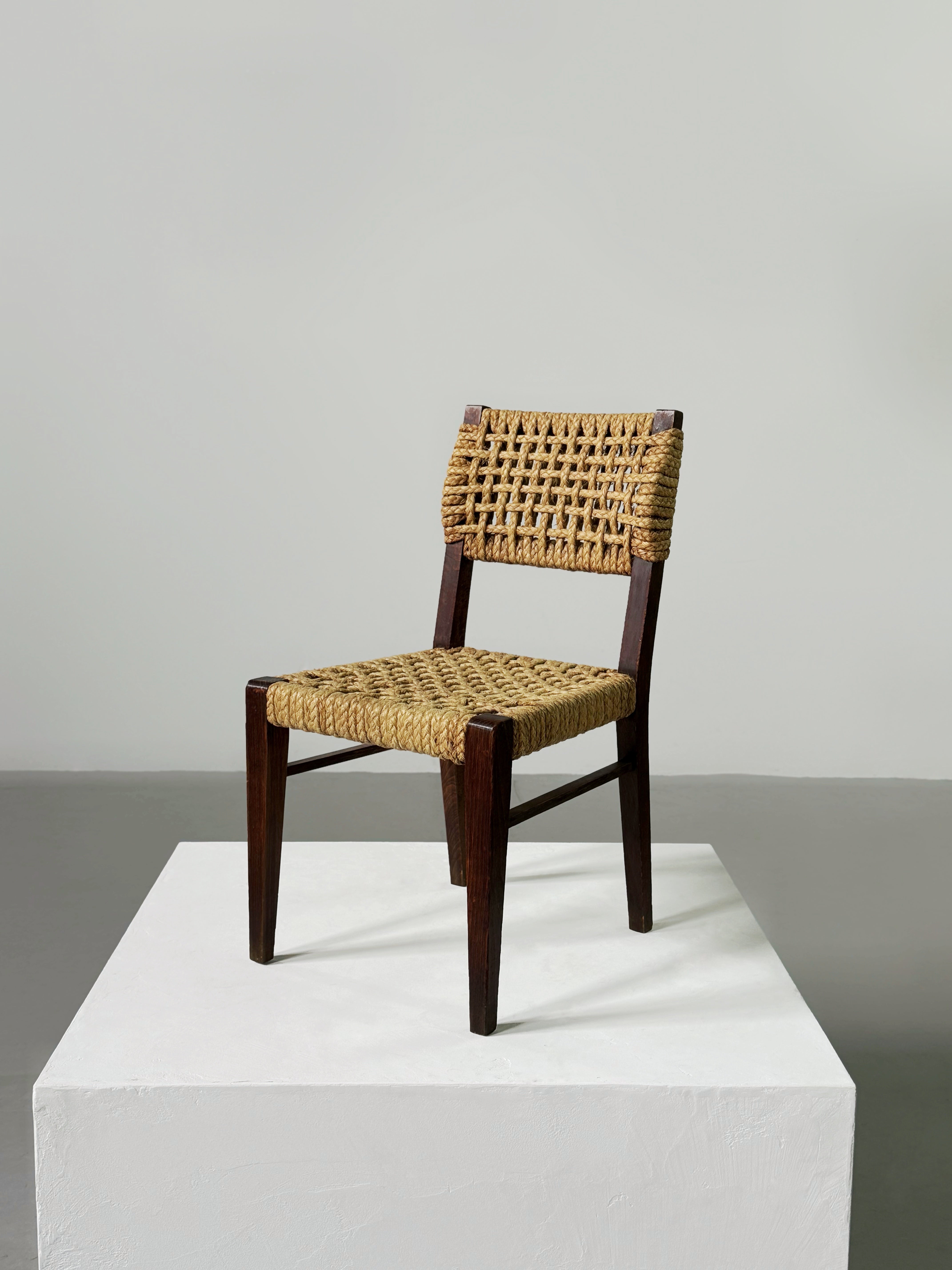 Rope Dining Chair by Adrien Audoux & Frida Minet for Vibo Vesoul France 1960s