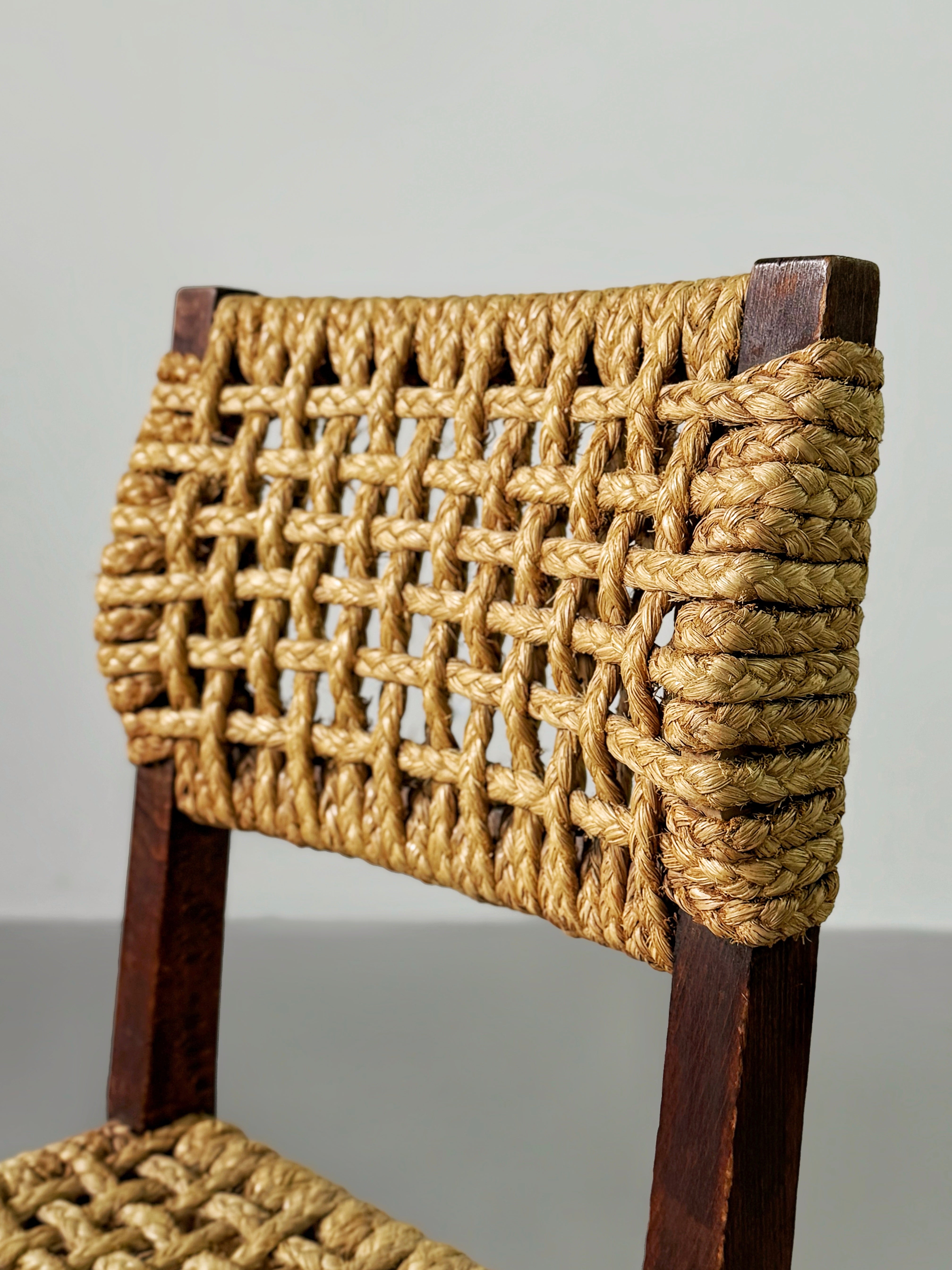 Rope Dining Chair by Adrien Audoux & Frida Minet for Vibo Vesoul France 1960s