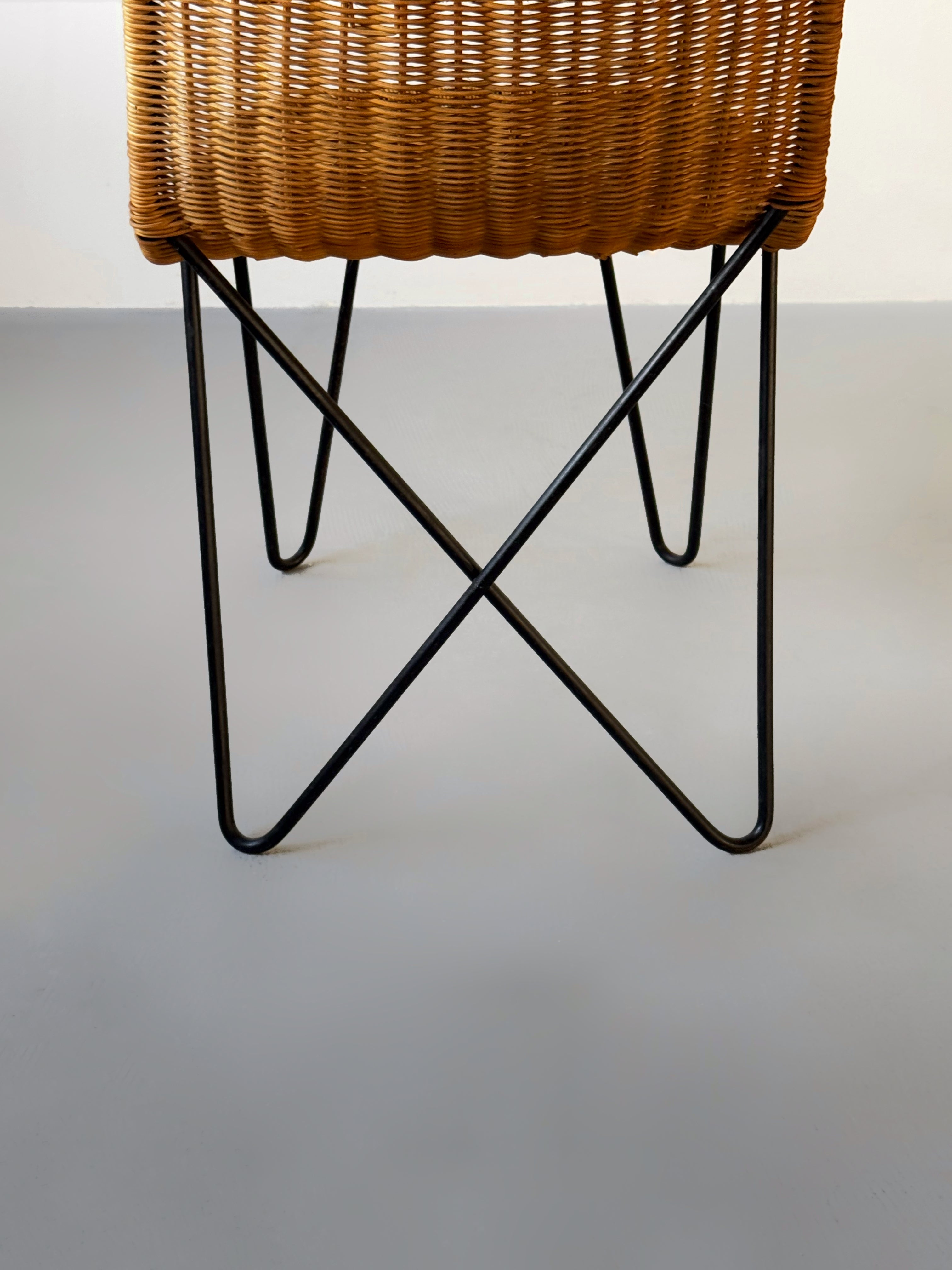 Rattan and Metal Chair by Raoul Guys, France 1950s