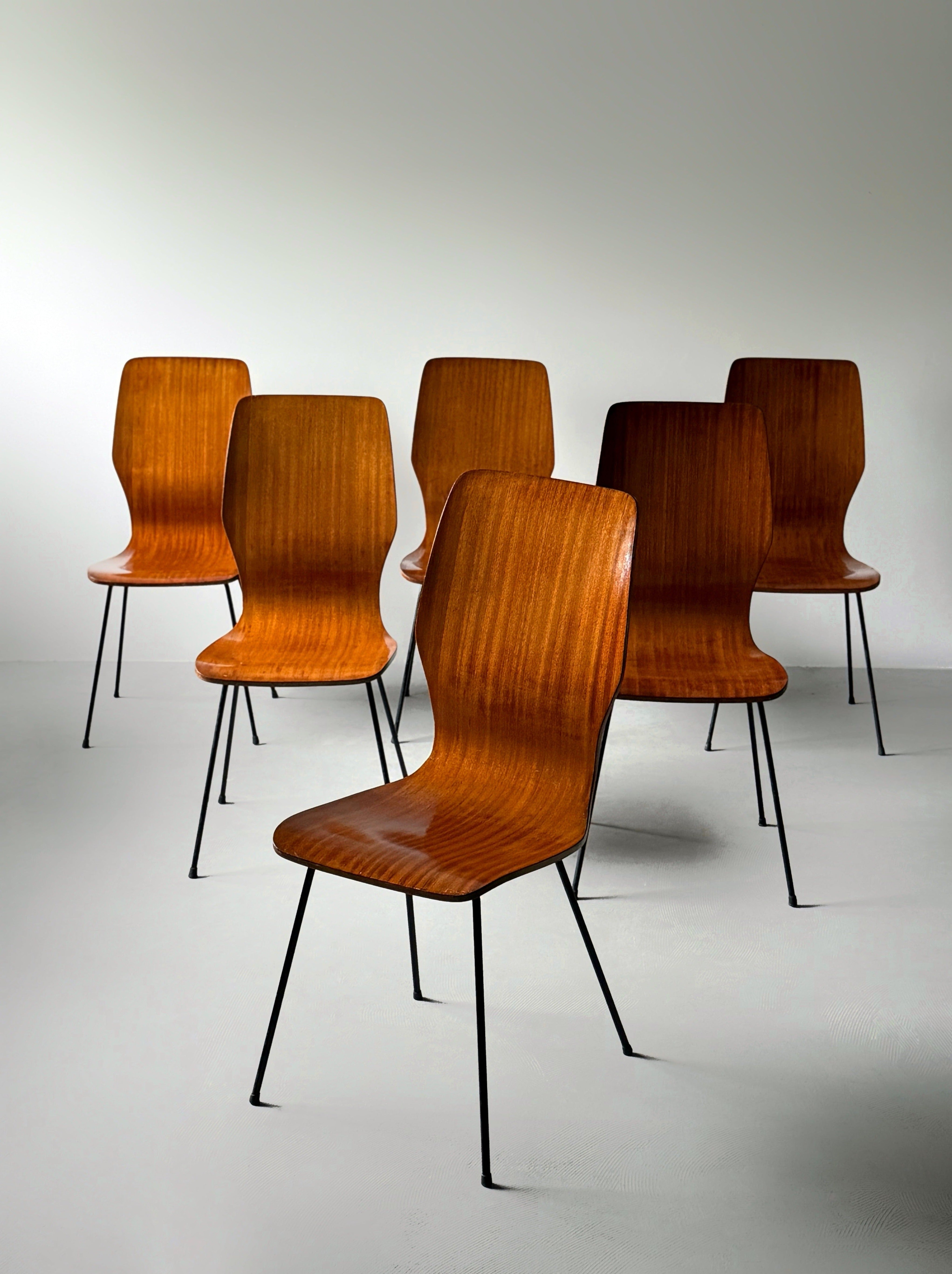 Mid-Century Dining Chairs by Carlo Ratti, Italy 1960s