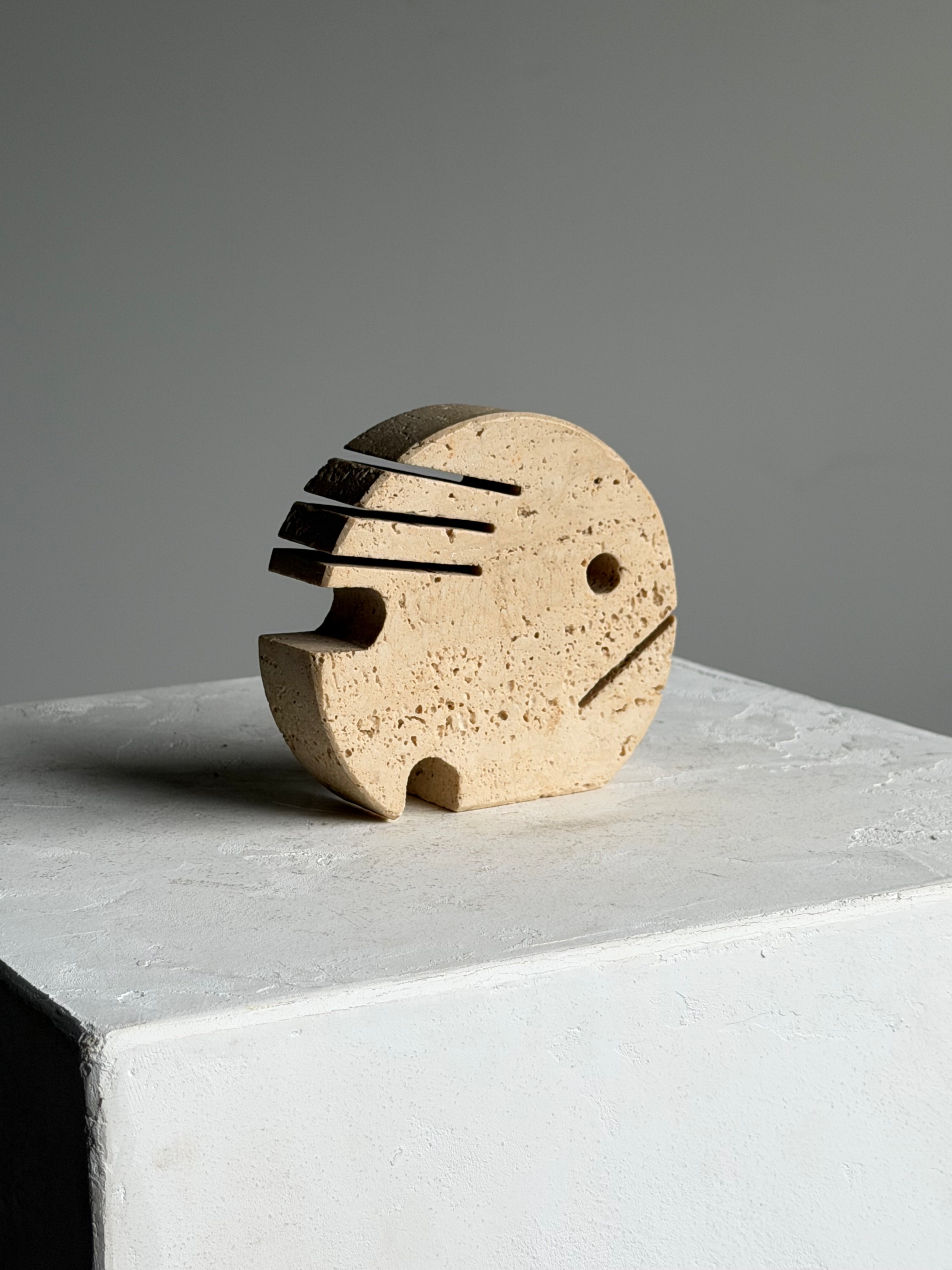 Fish Sculpture in Travertine Marble by Fratelli Mannelli 1970s