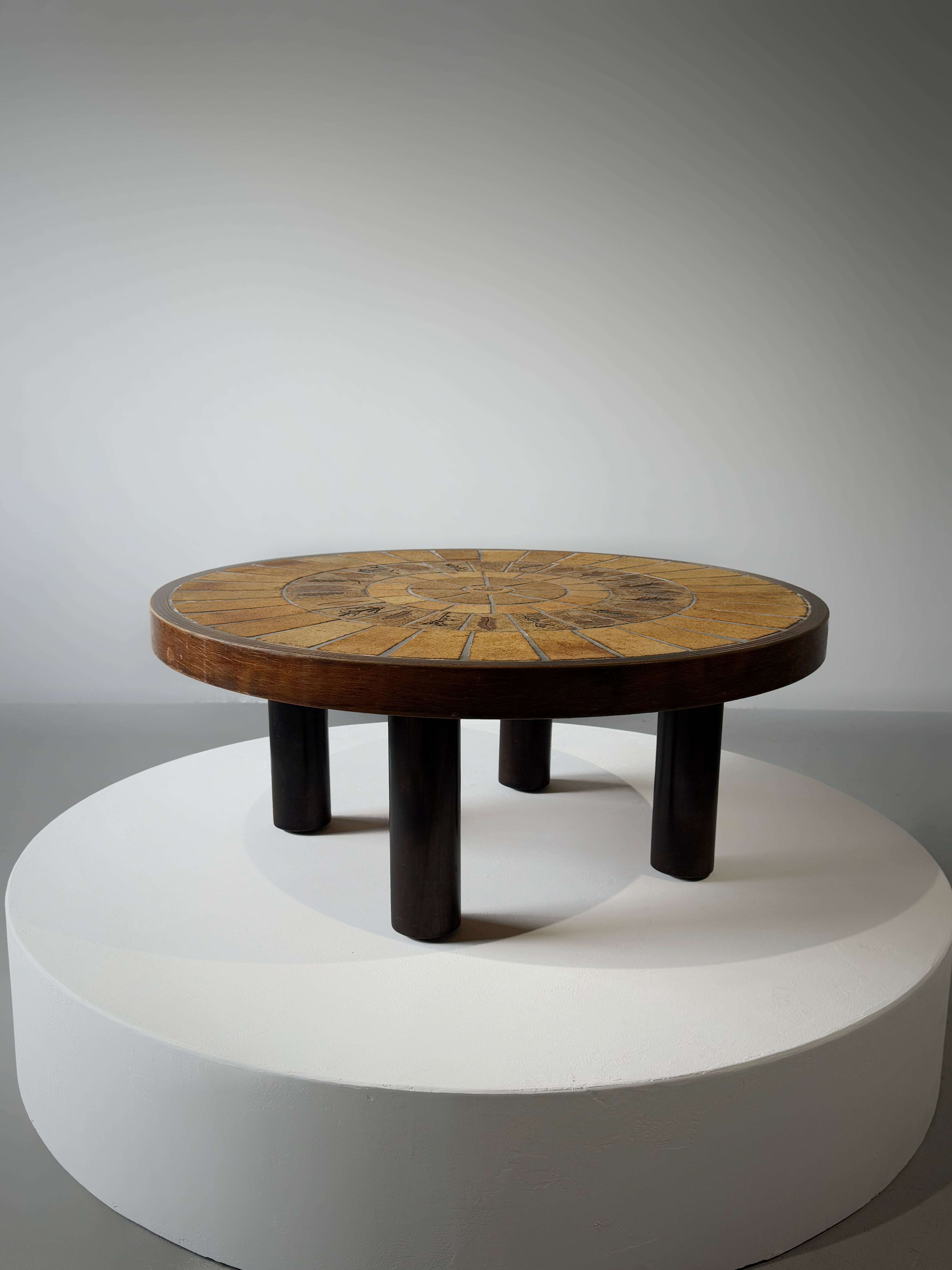 Low round coffee table by Roger Capron