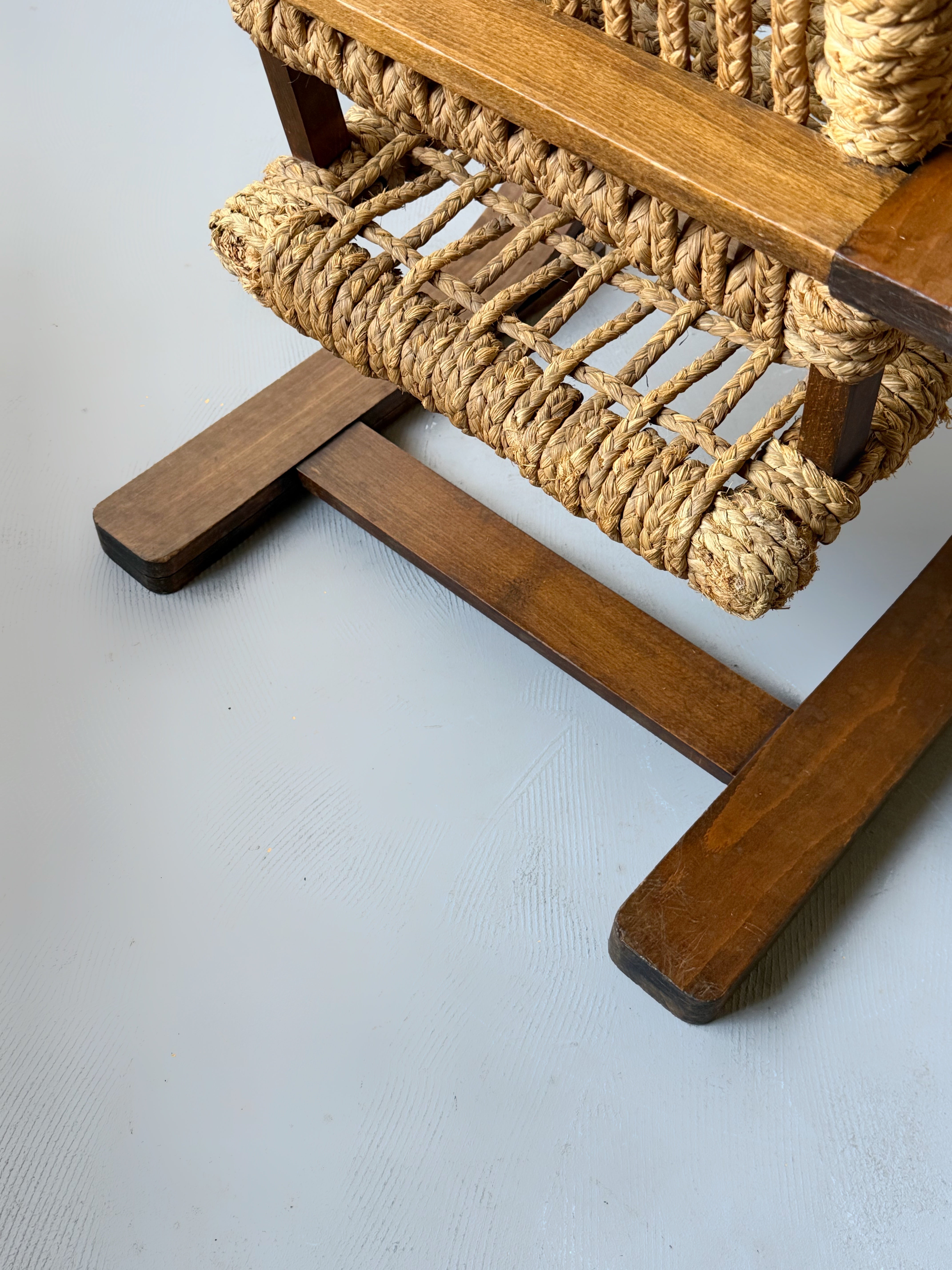 Rope armchair by Adrien Audoux & Frida Minet for Vibo Vesoul, France 1940s
