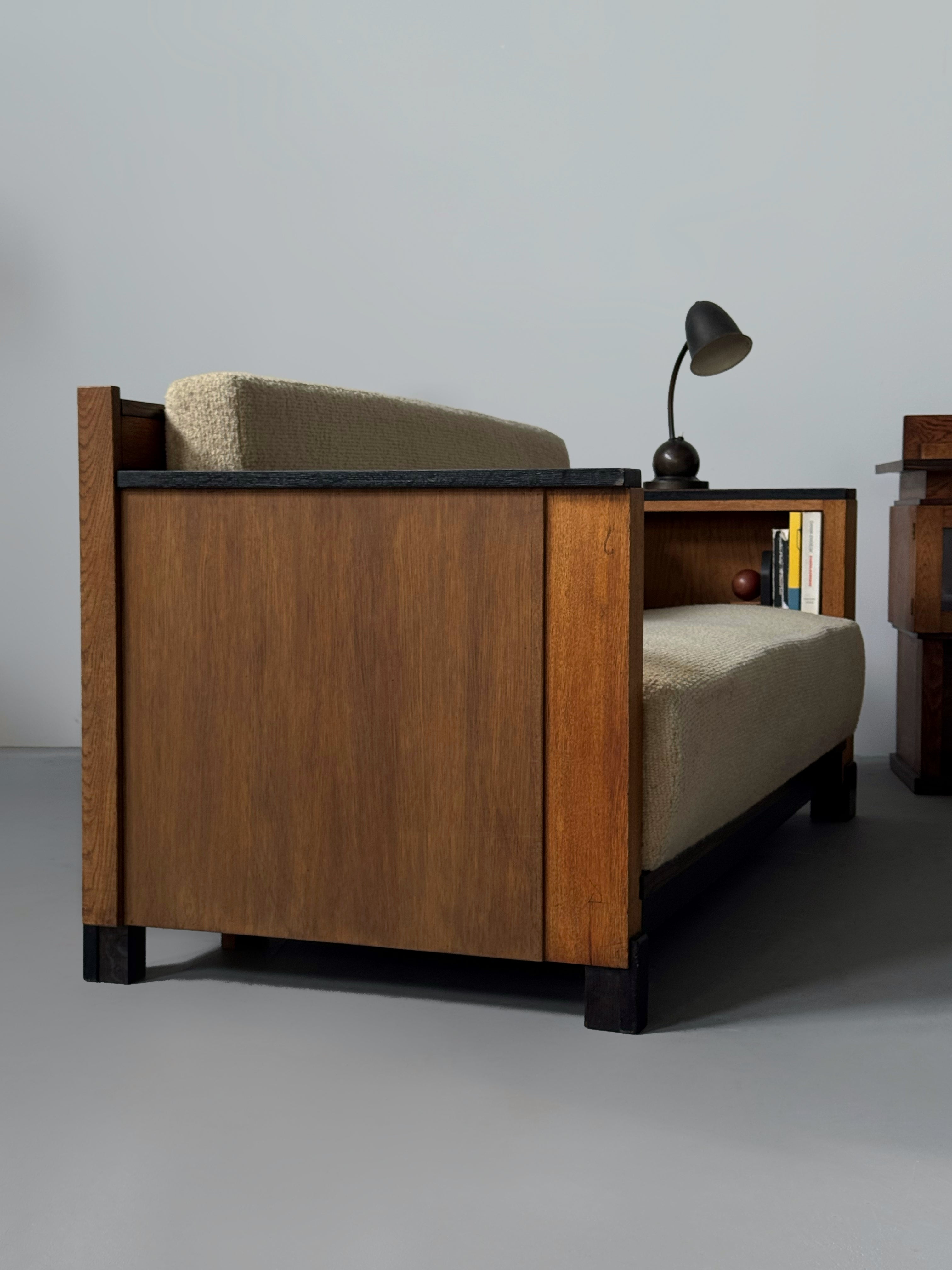 Oak Art Deco Modernist Sofa, 1920s