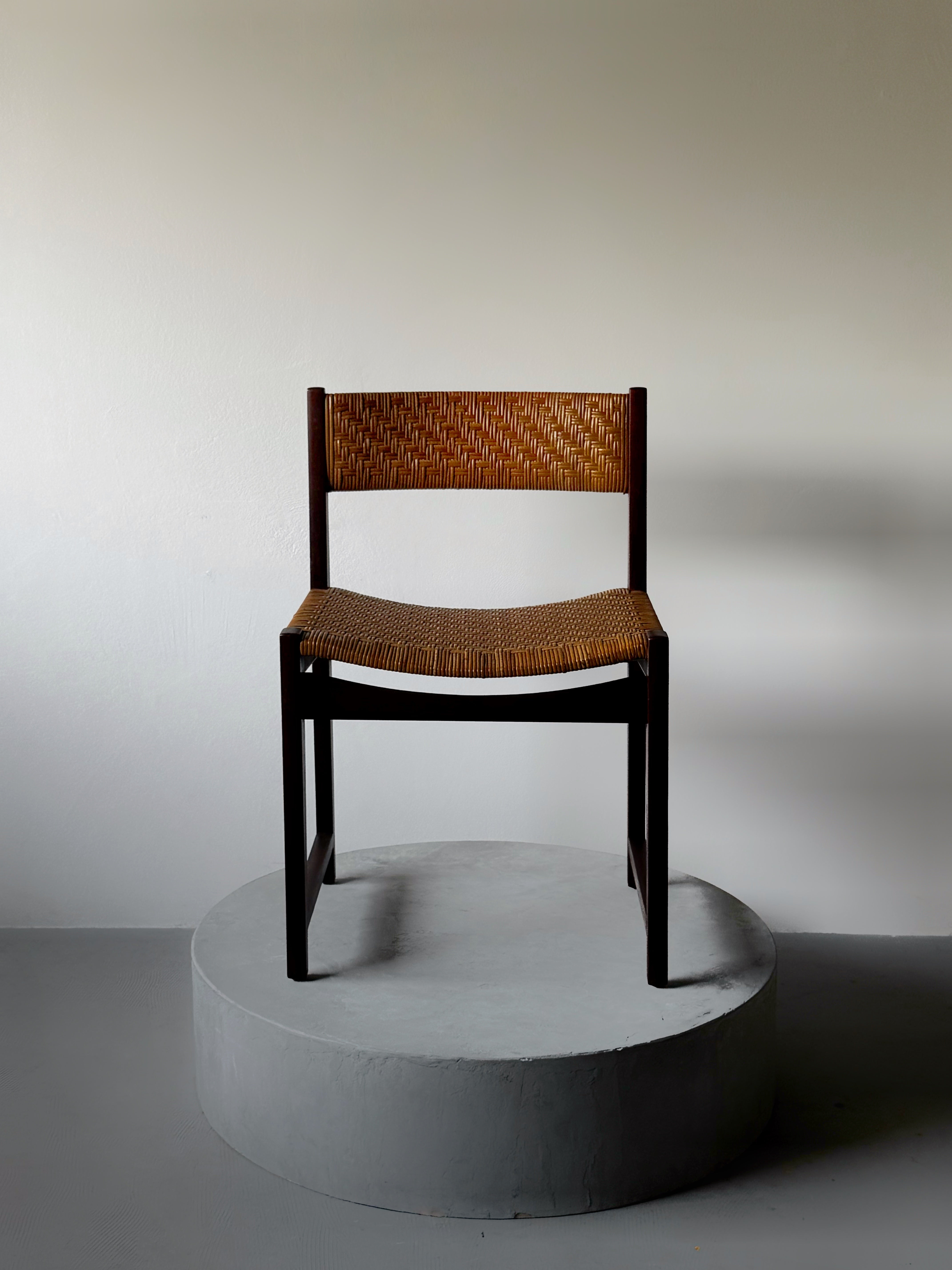 Model 351 dining chair in teak with cane by Peter Hvidt & Orla Mølgaard-Nielsen for Søborg Møbelfabrik