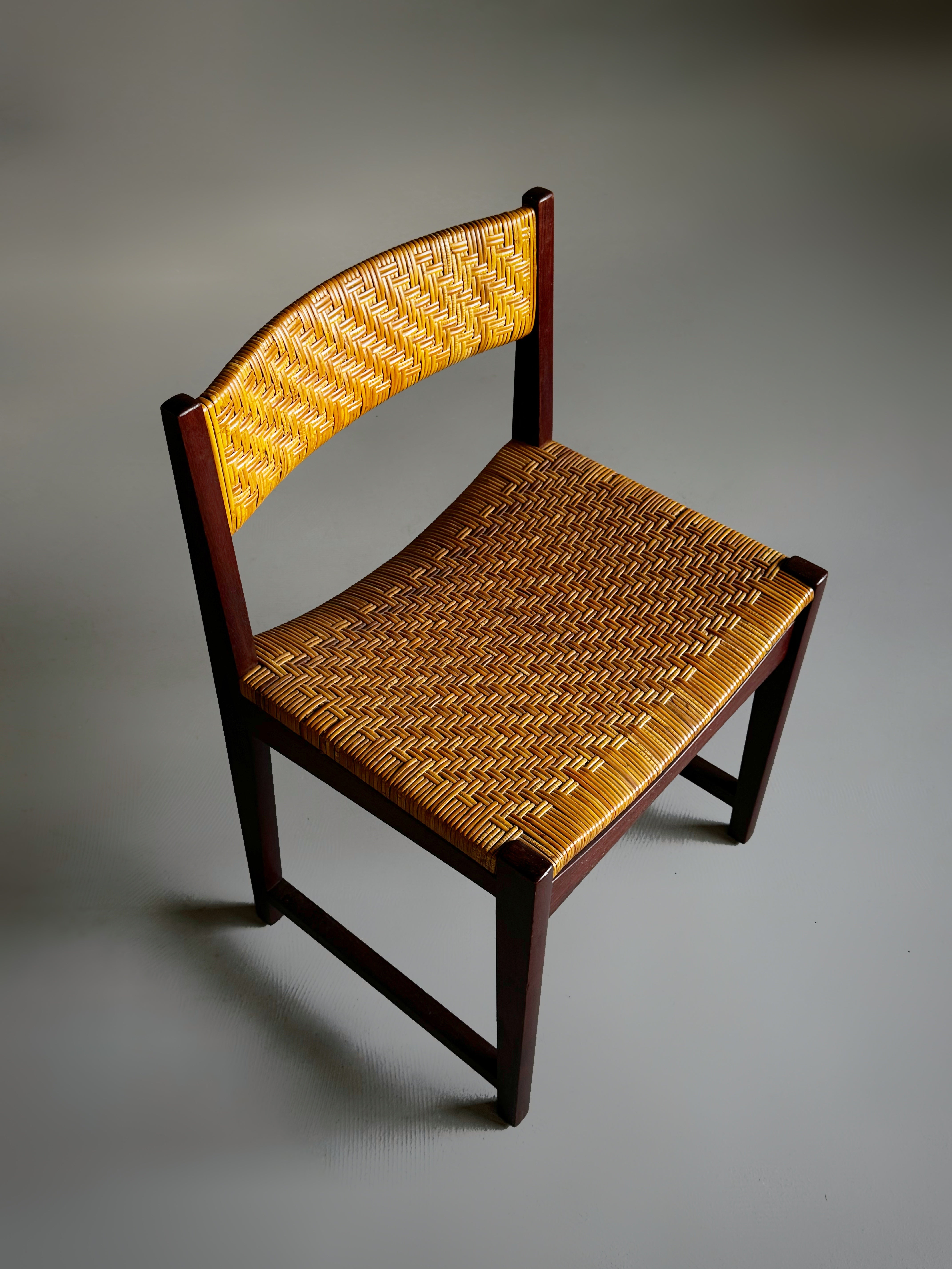 Model 351 dining chair in teak with cane by Peter Hvidt & Orla Mølgaard-Nielsen for Søborg Møbelfabrik