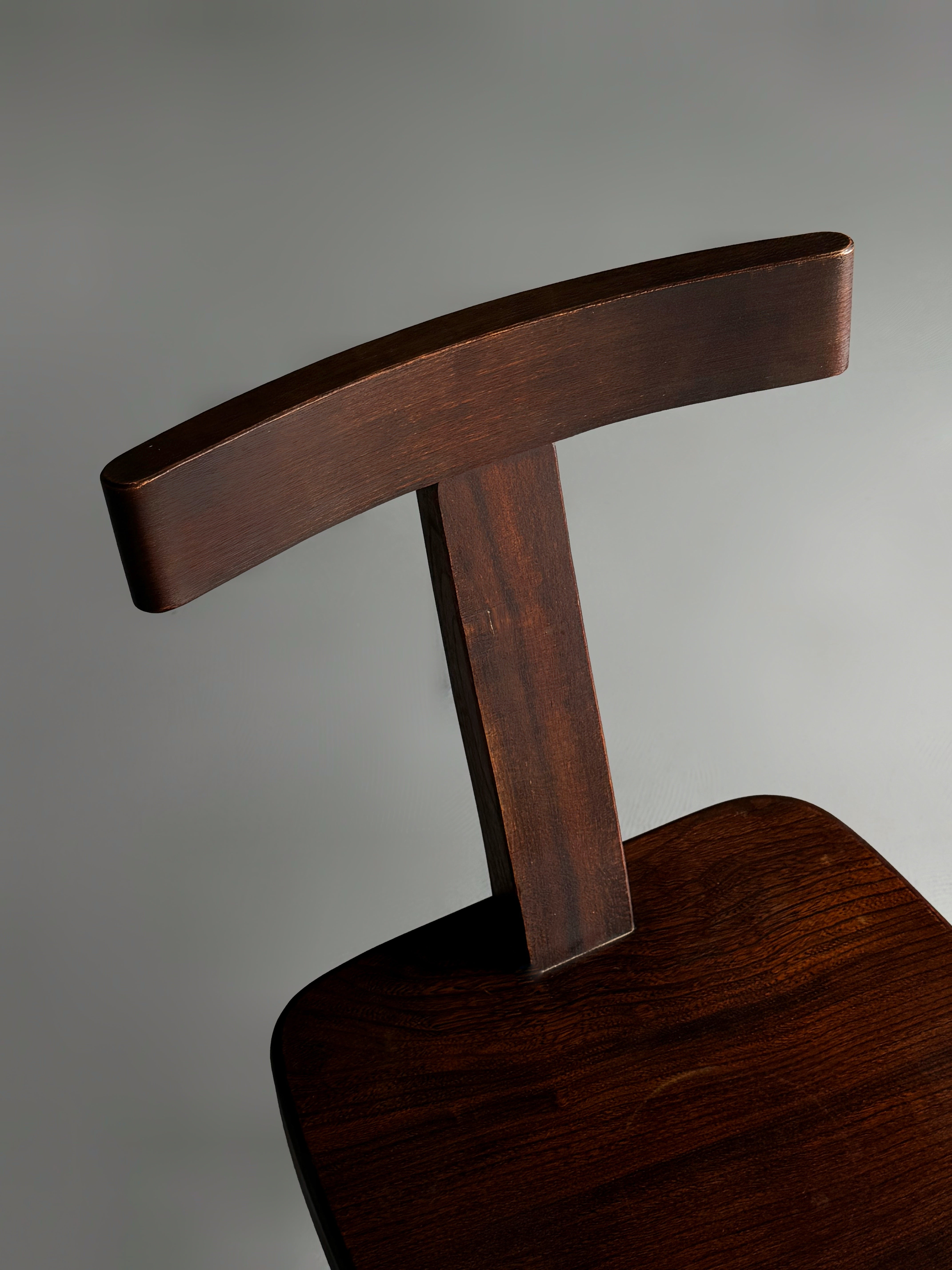 Sculptural Side Chairs in stained Elm, France 1960s