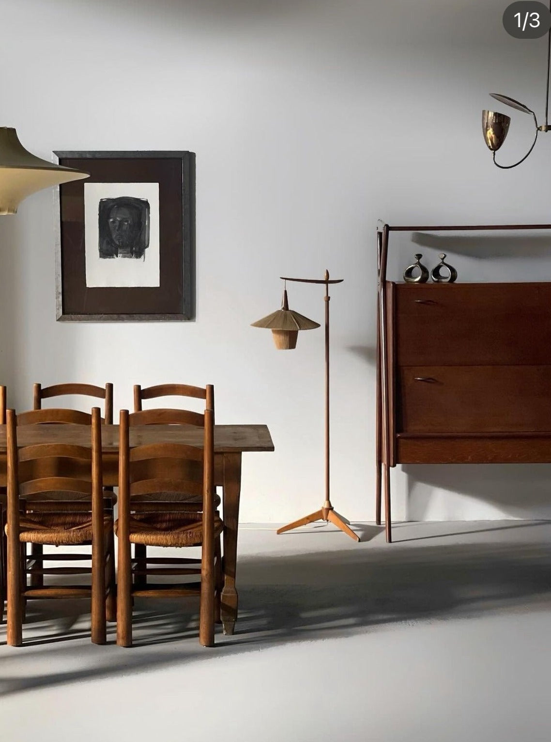 Floor lamp with cord shade manufactured by Temde Leuchten