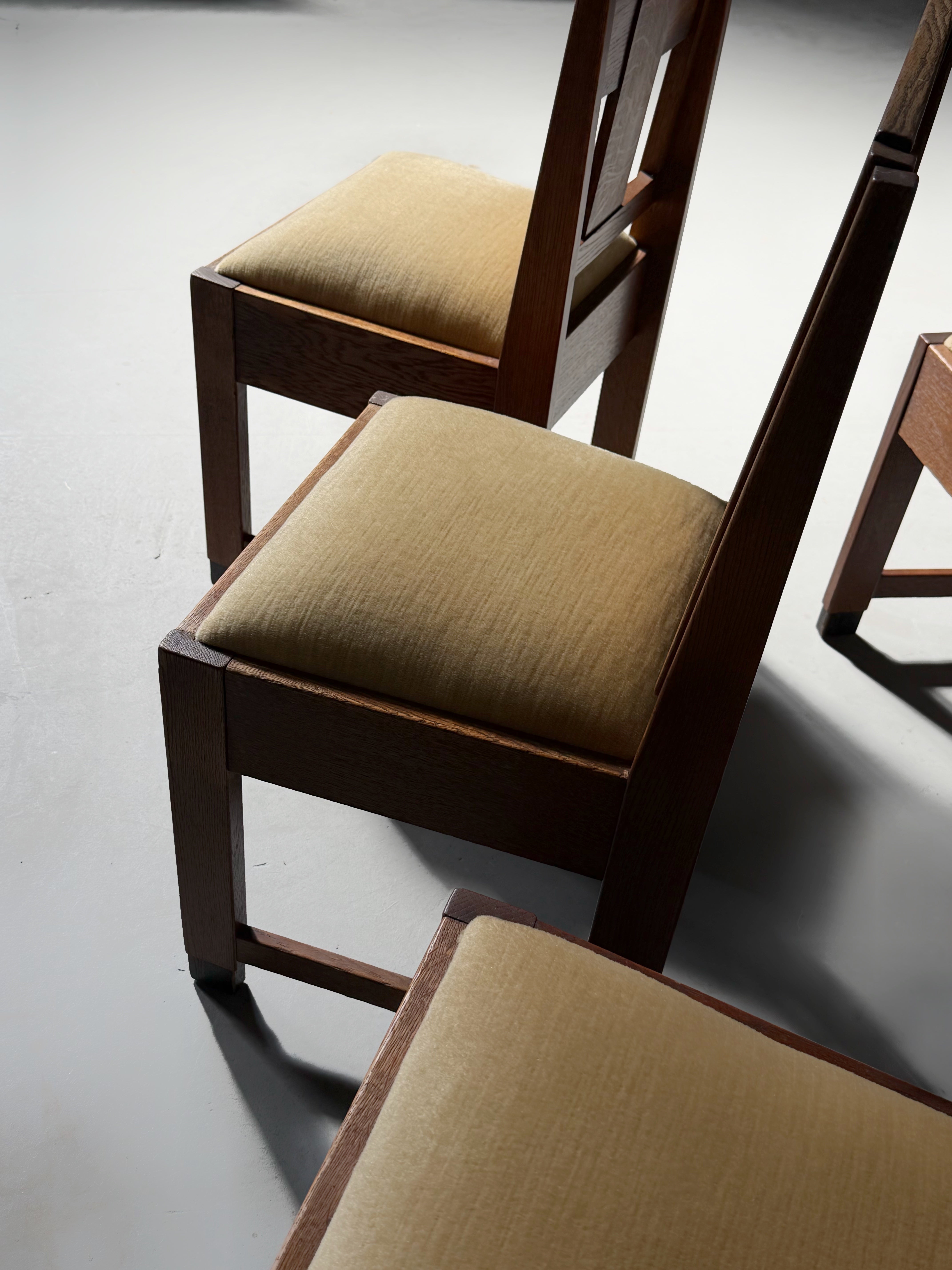 Set of Art Deco Amsterdam School Dining Chairs, The Netherland 1930s