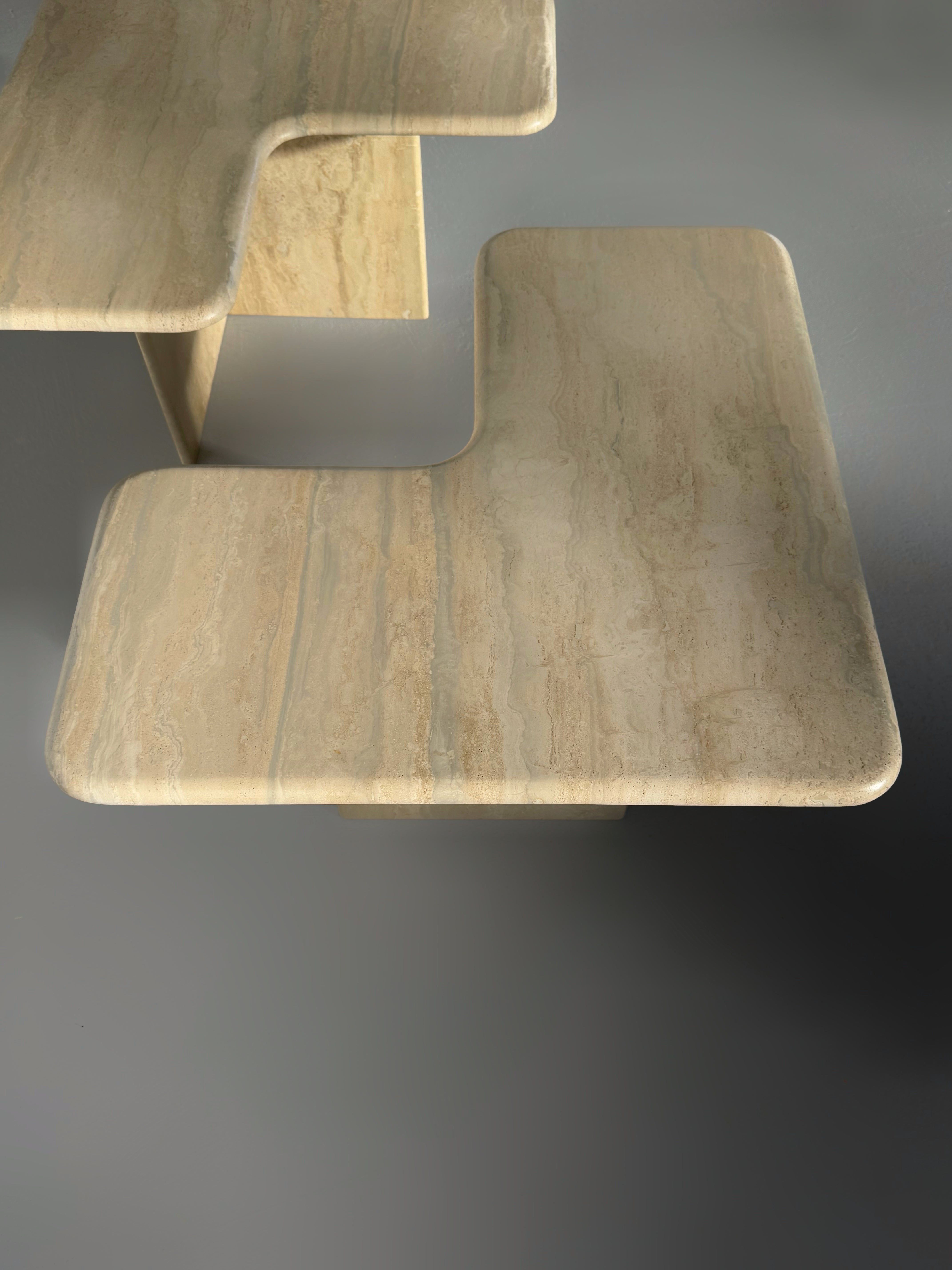 Two Parts Travertine Coffee Table, Italy 1970s