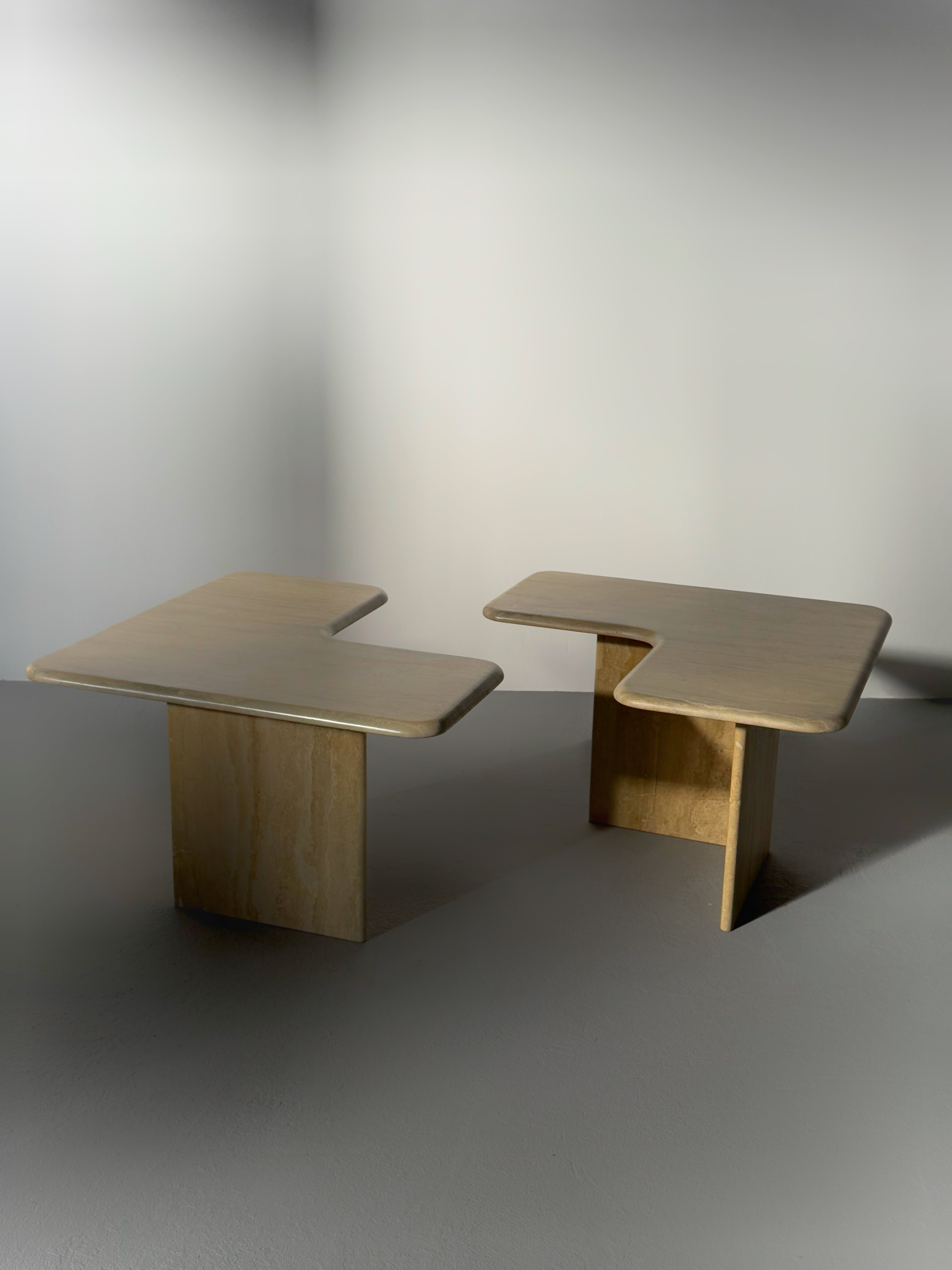 Two Parts Travertine Coffee Table, Italy 1970s