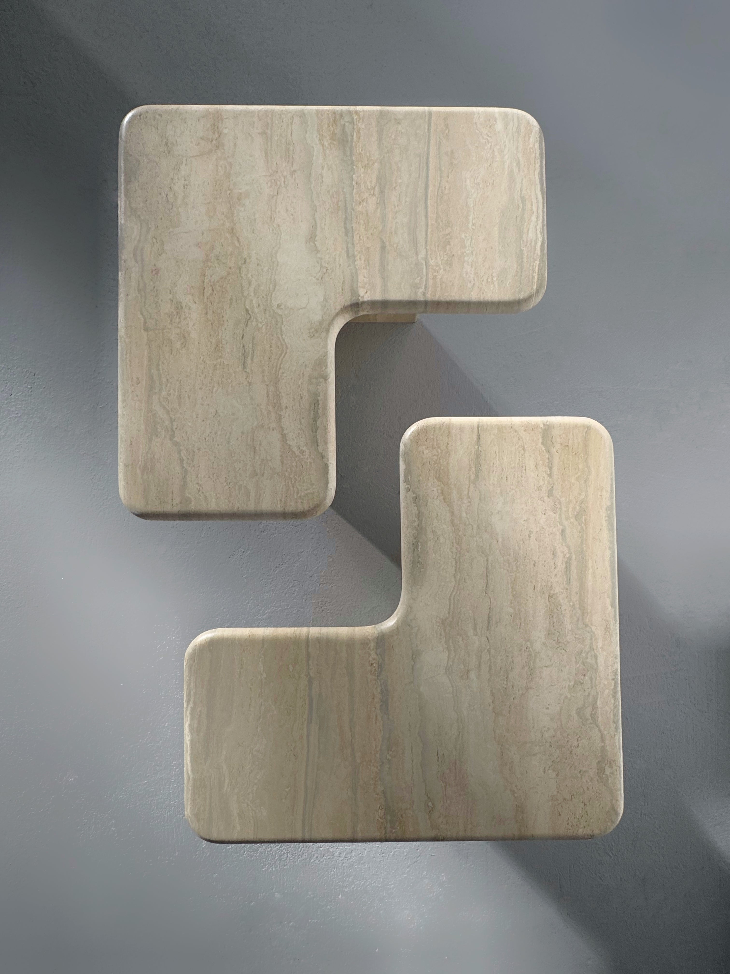 Two Parts Travertine Coffee Table, Italy 1970s