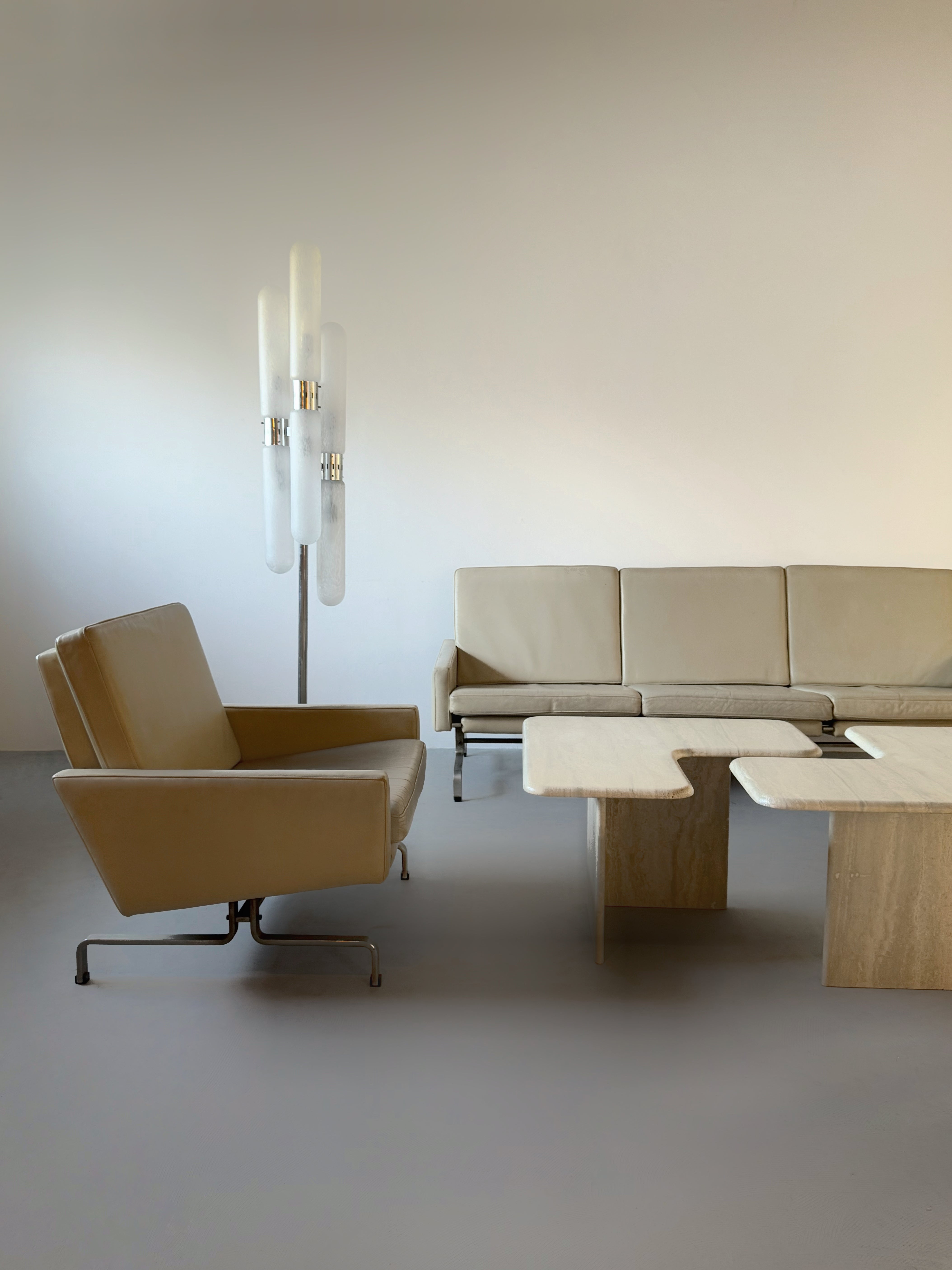 Two Parts Travertine Coffee Table, Italy 1970s