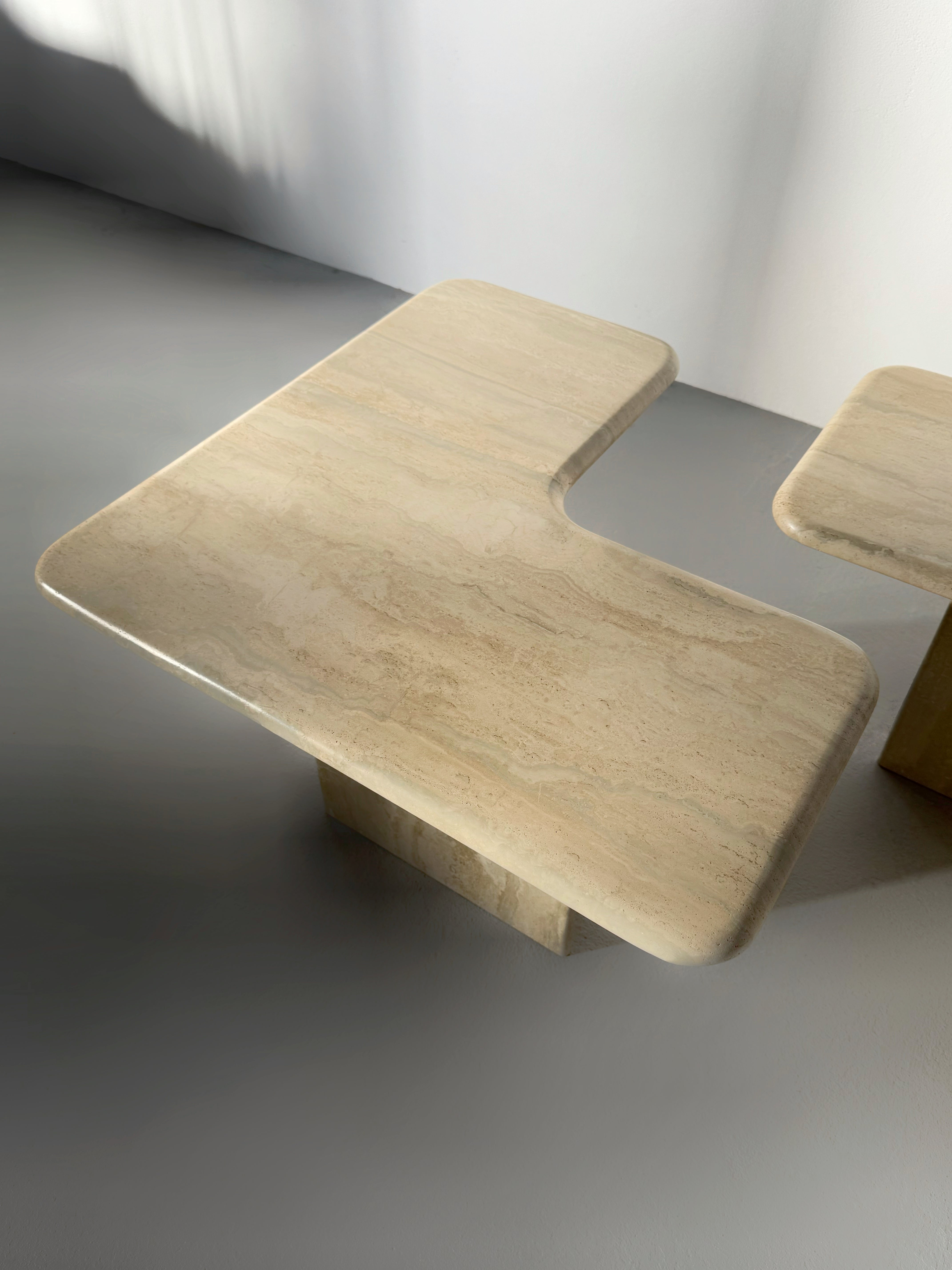 Two Parts Travertine Coffee Table, Italy 1970s