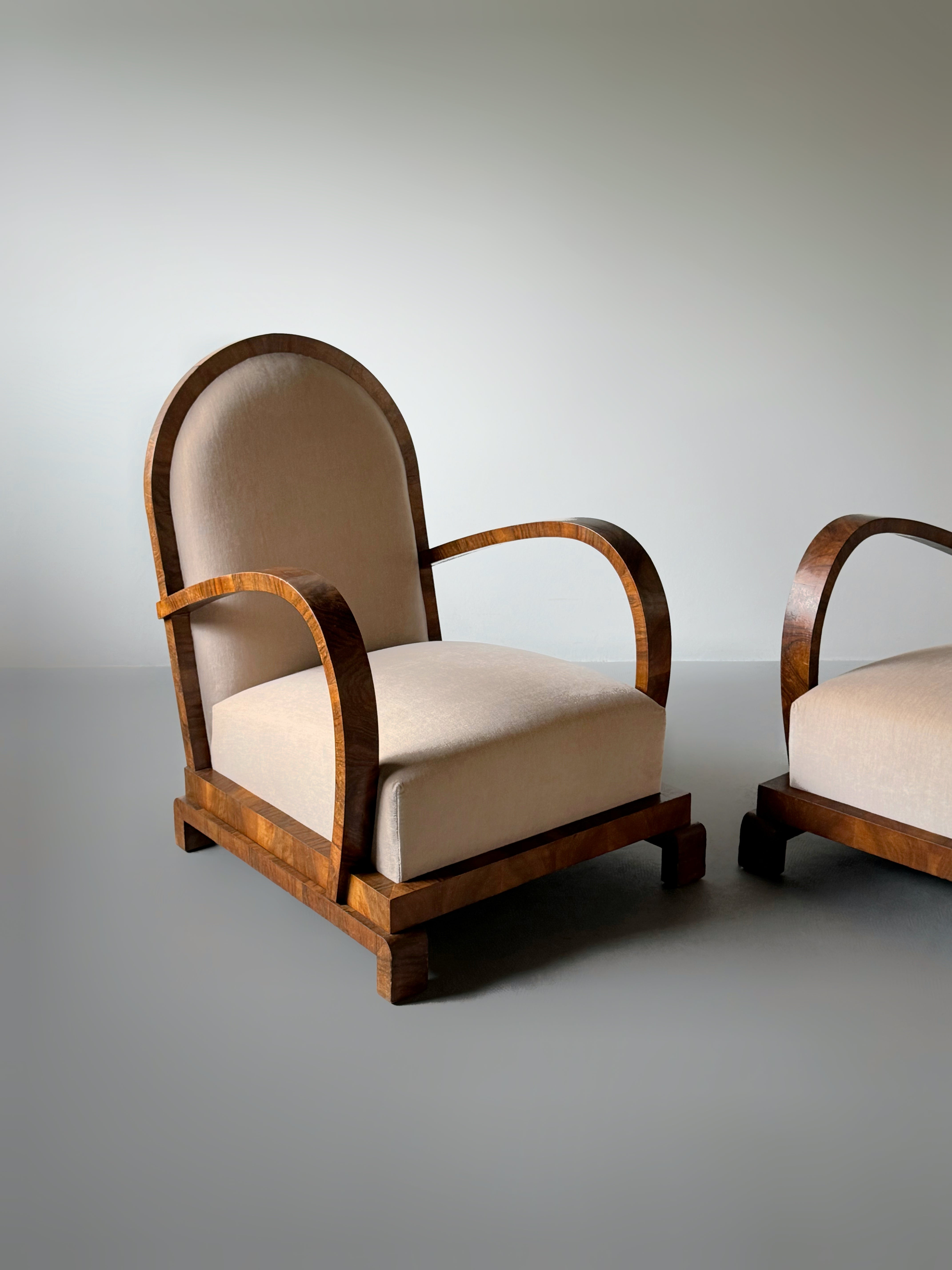 Italian Art Deco Lounge Chairs, Italy 1930s
