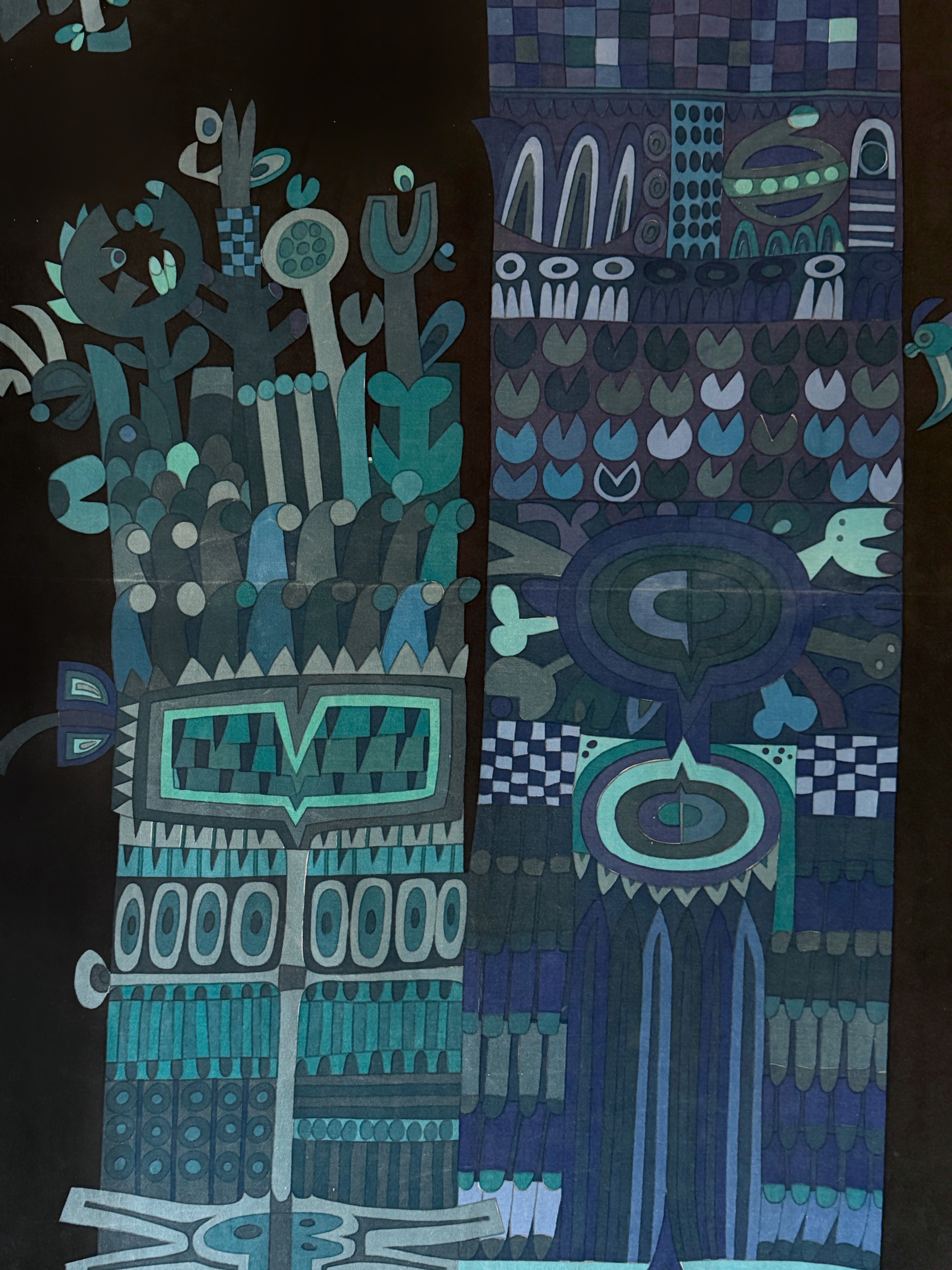 Textil "Vertikal förvandling" by Stig Lindberg for Nordiska Kompaniet, 1960s