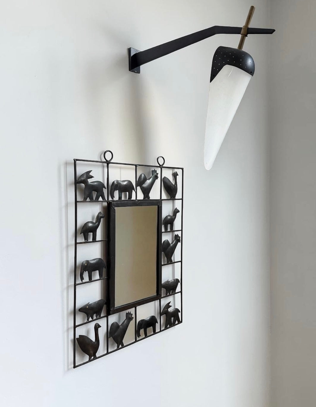 Wrought iron mirror Atelier Marolles & Jean Touret, France 1950s