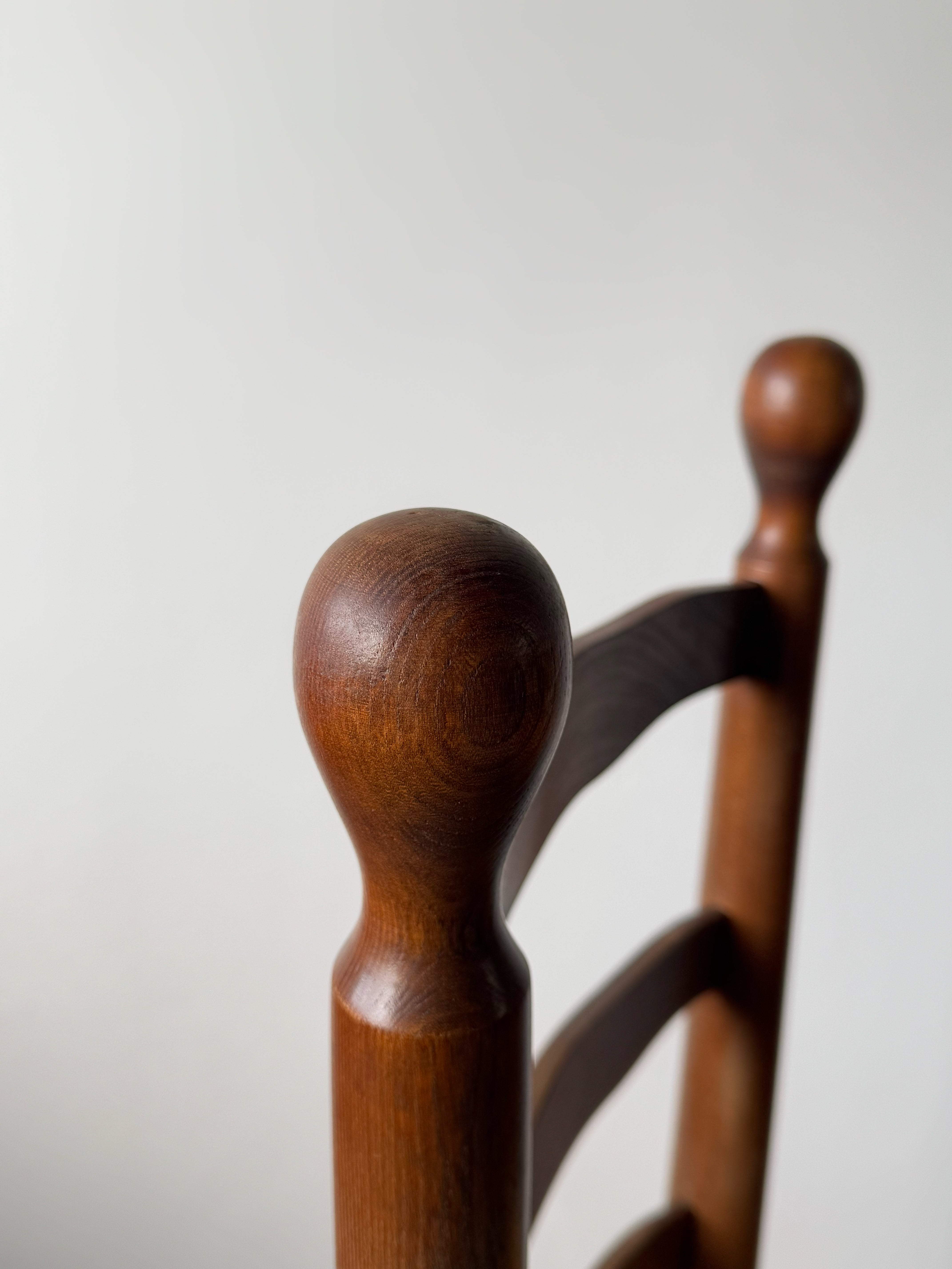 Set of 4 Rush and Oak Dining Chairs, French 1950s
