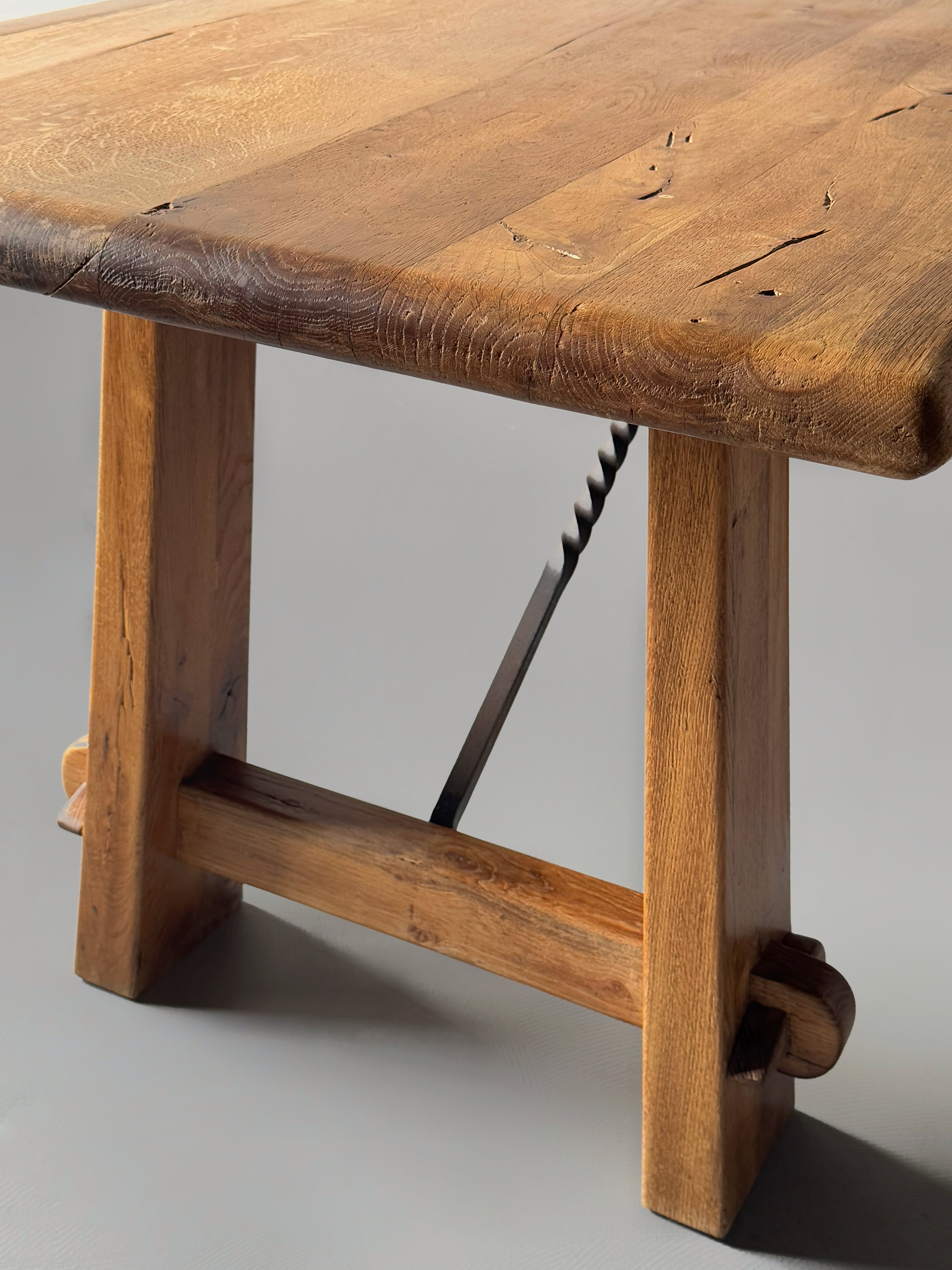 Brutalist Large French oak Dining Table 1950s