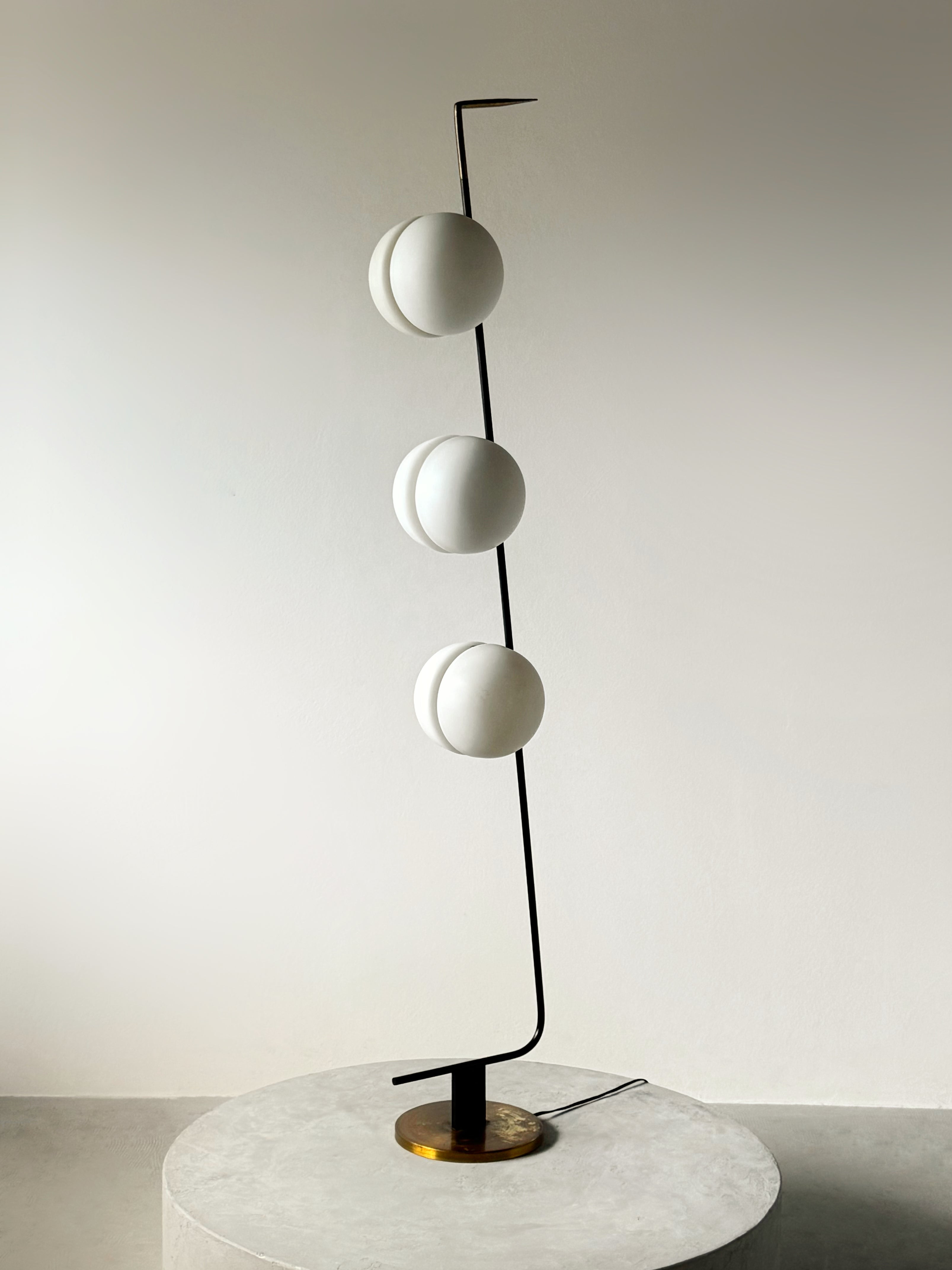 3 Globe Floor Lamp by Lunel, France 1950s