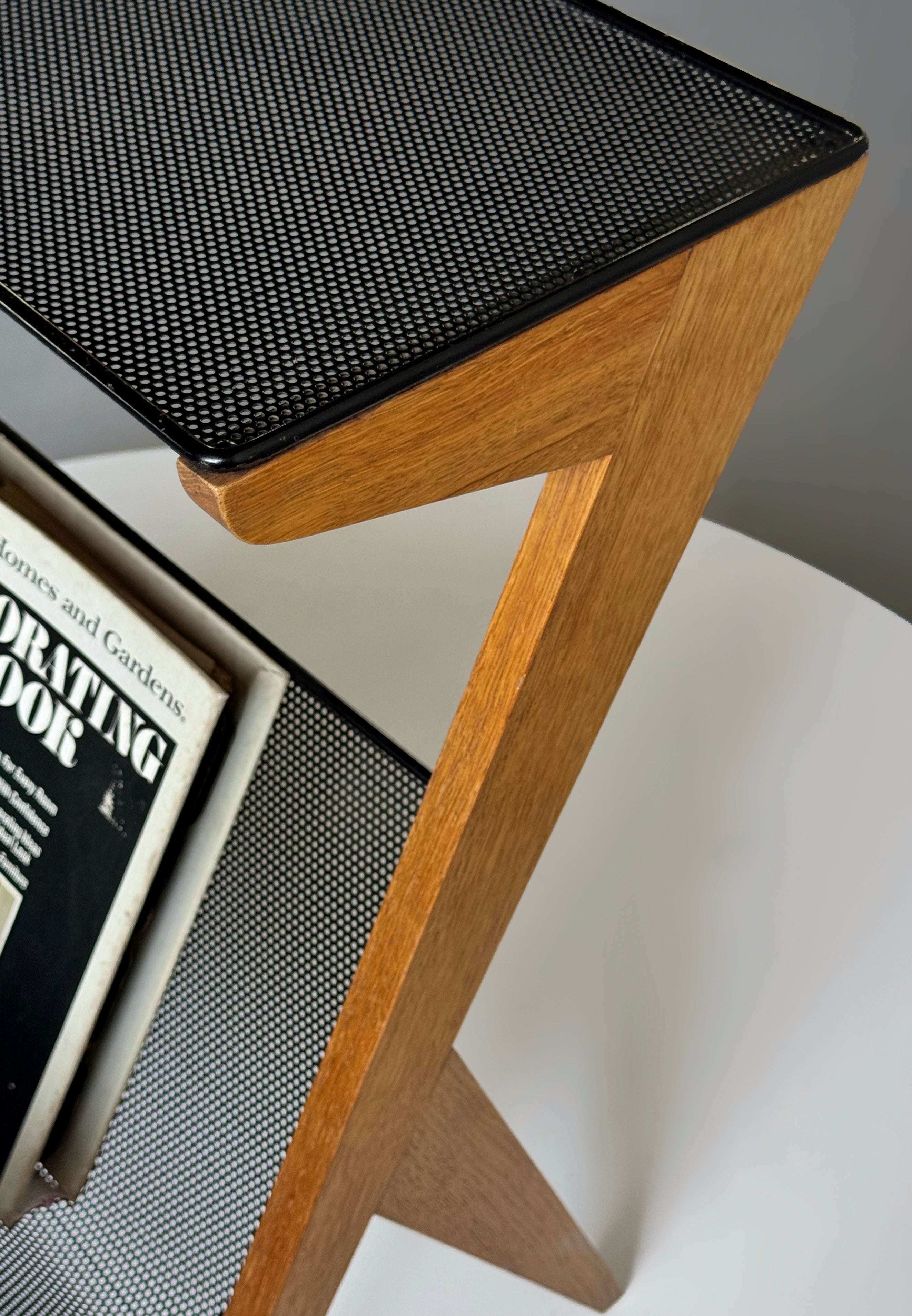 Mid-Century Modern Side Table with Magazine Holder