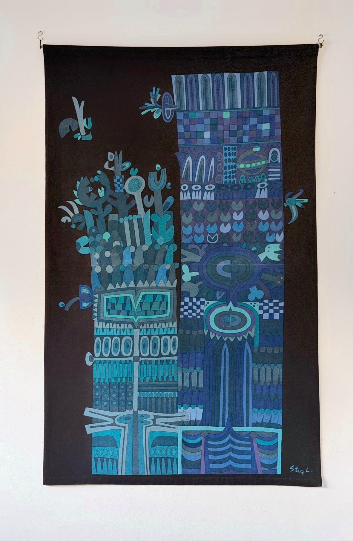 Textil "Vertikal förvandling" by Stig Lindberg for Nordiska Kompaniet, 1960s