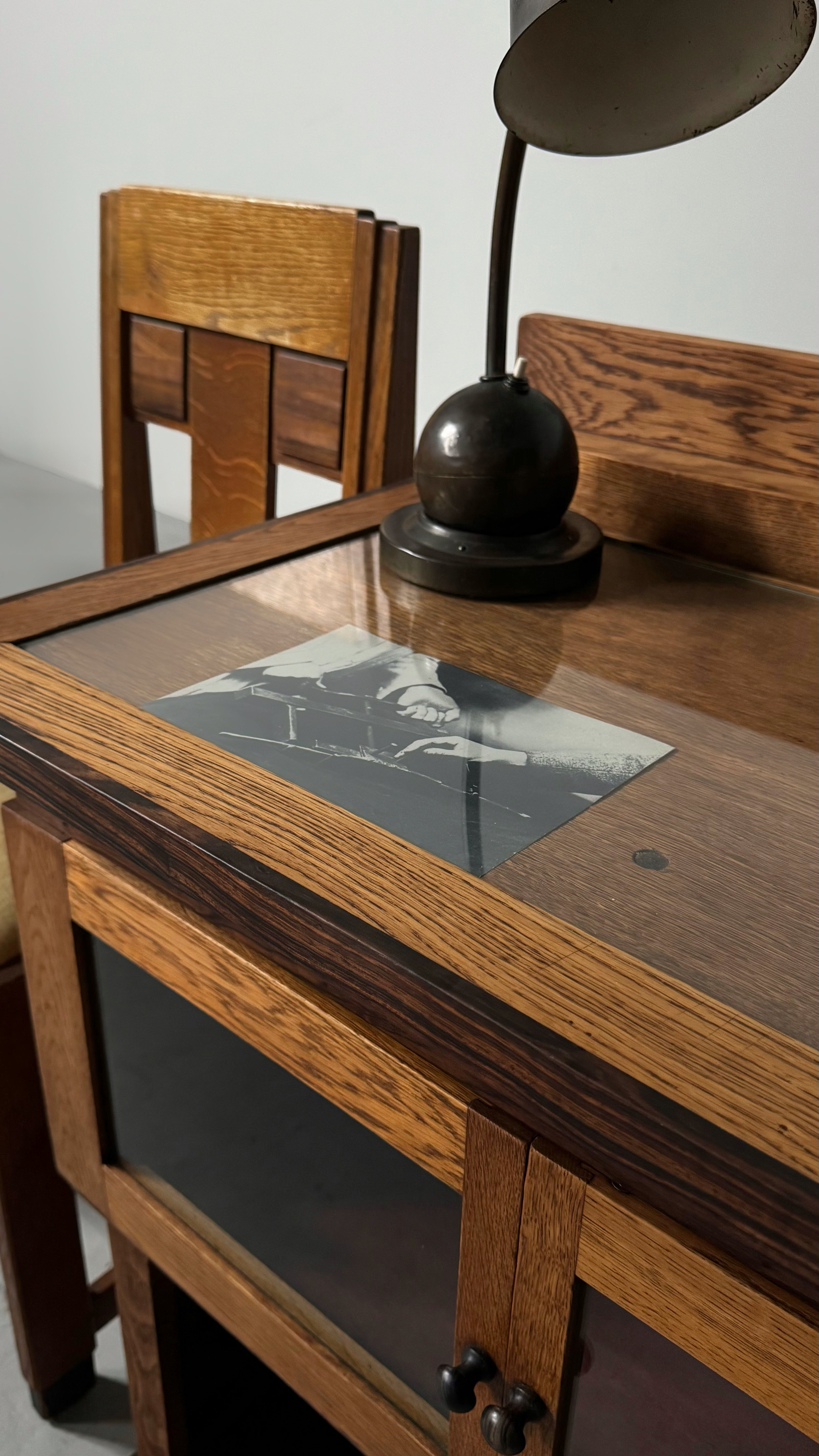 The Hague School / Art Deco Display Cabinet in Oak, The Netherland 1930s