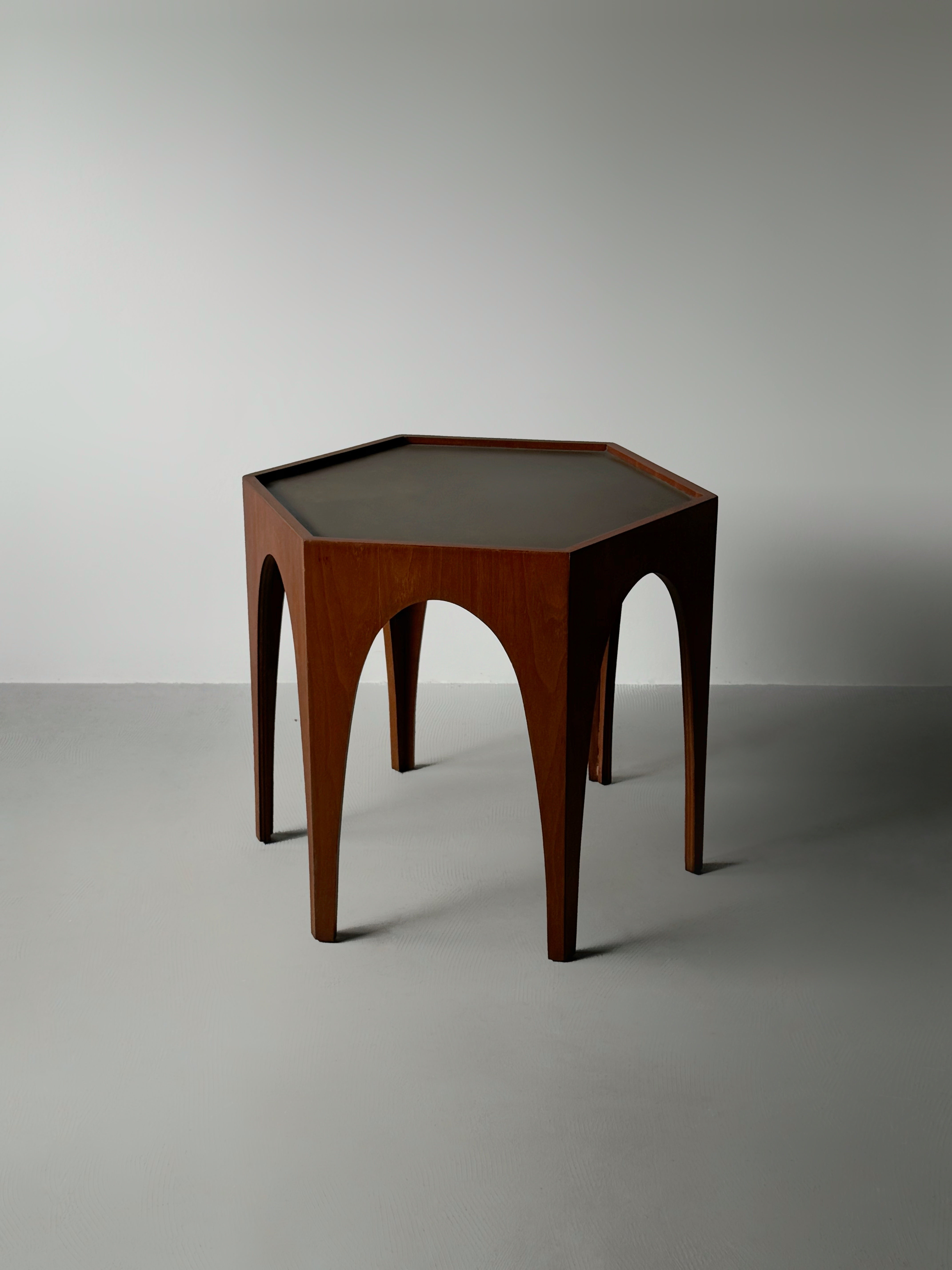 Hexagonal Wood Side Table by Harvey Probber 1960s