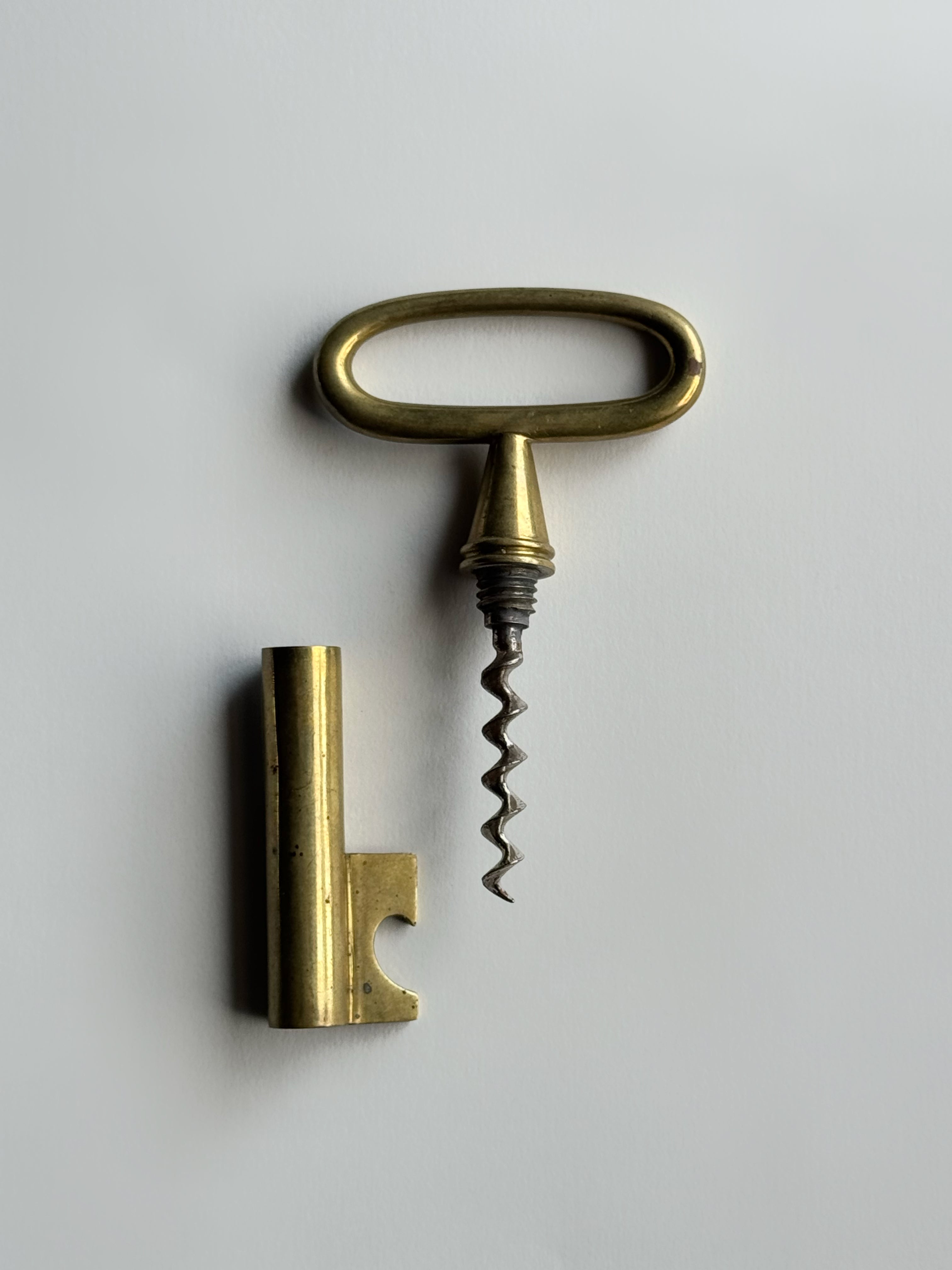 Brass Key Cork Screw or Bottle Opener by Carl Auböck, Austria 1950s