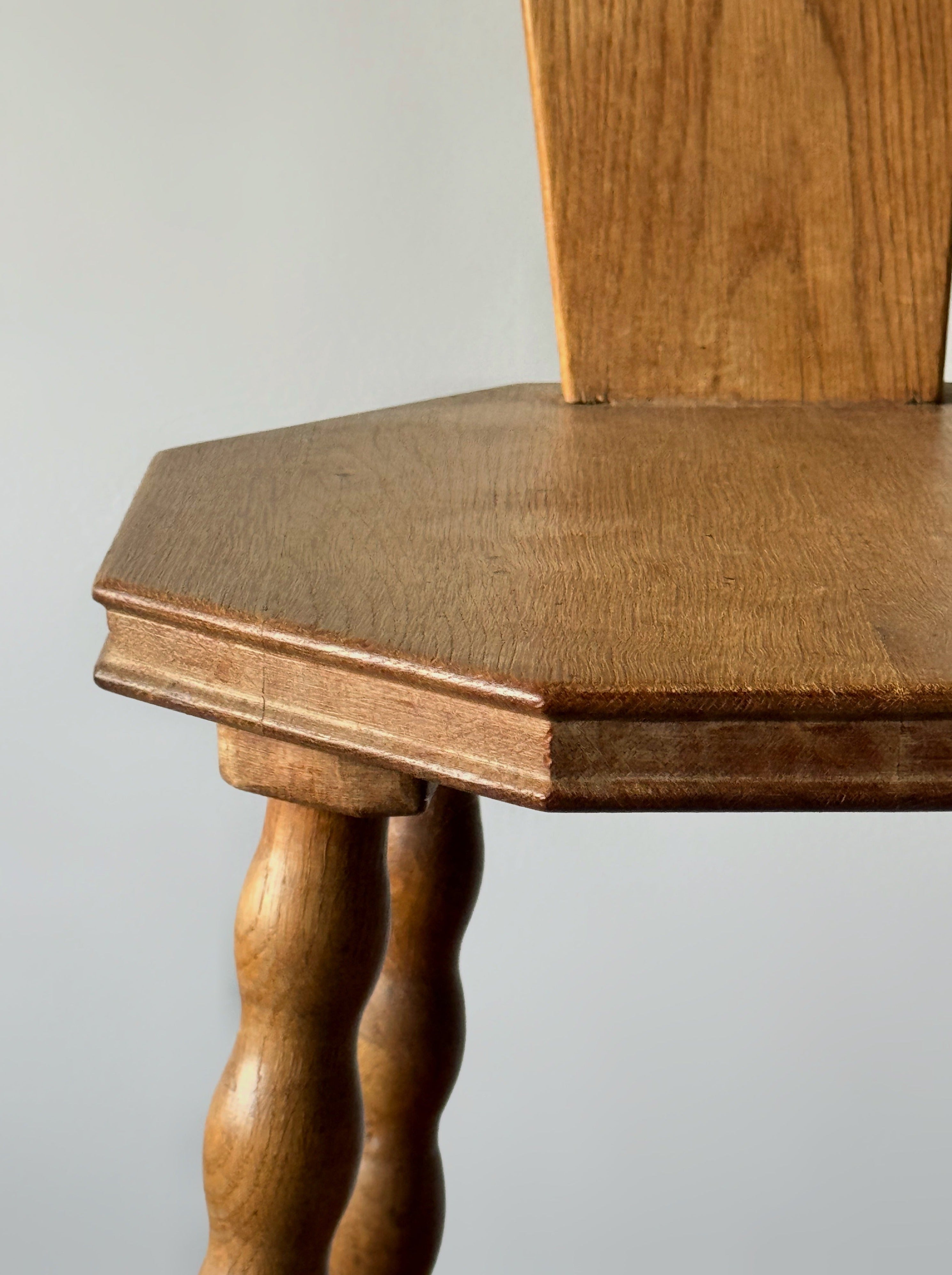 Sculptural Patinated Oak Spinning Chairs, Early 20th Century