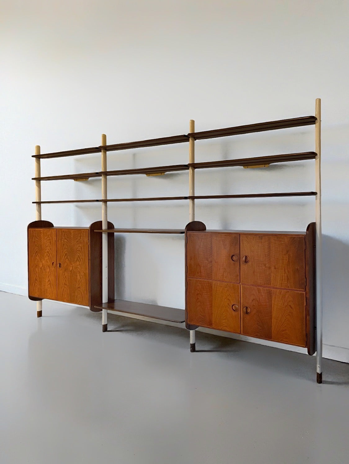 William Watting Standing Nutwood Wall Unit for Mikael Laursen, Denmark 1950s