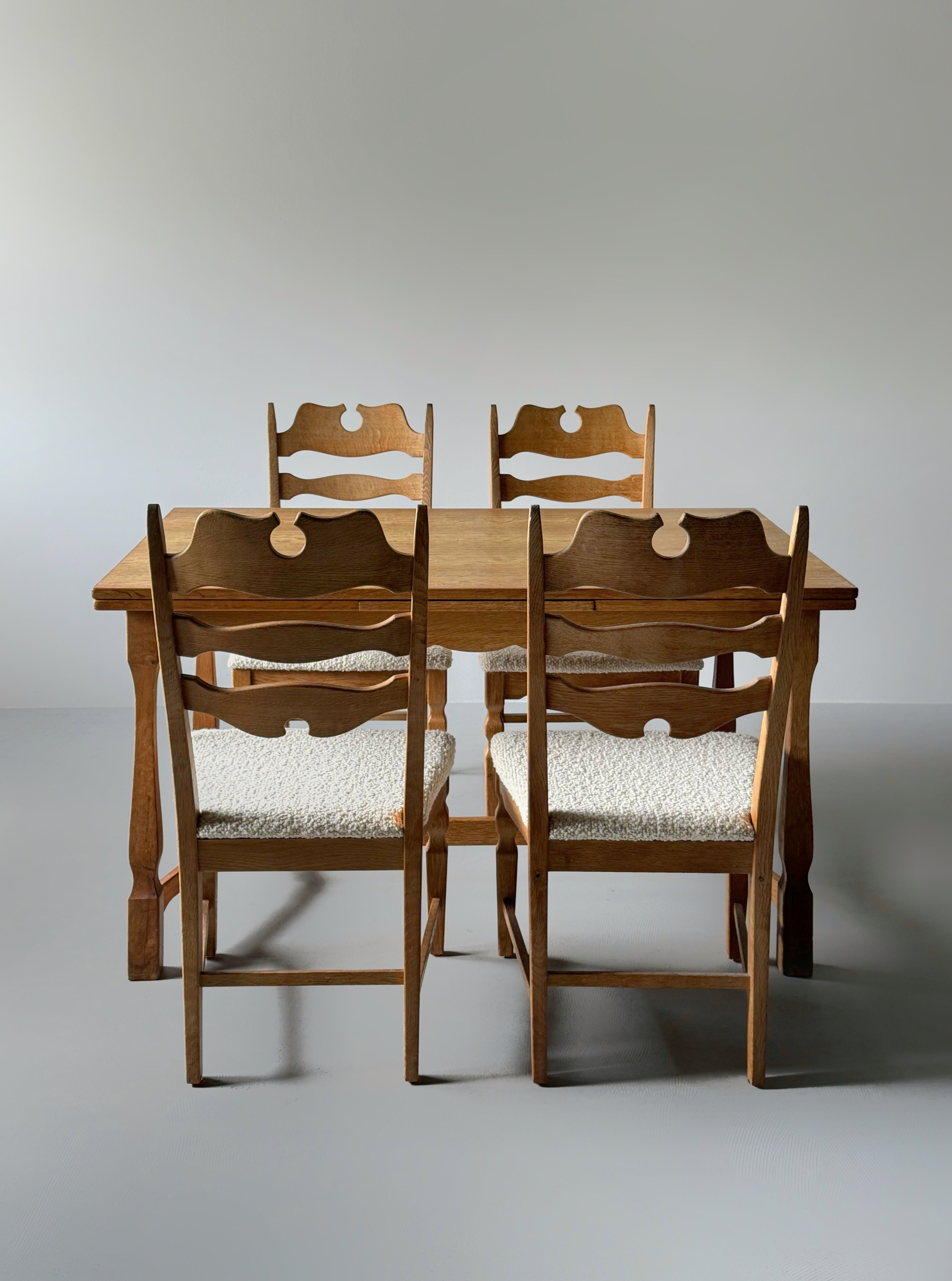 Oak Table & Dining Chairs by Henning Kjaernulf